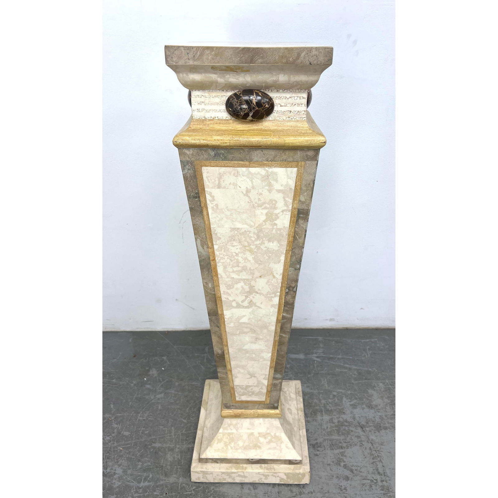 Maitland Smith Tessellated Stone and Marble Pedestal Plinth. Made in the Philippines. Decorator Styl (1 of 13)