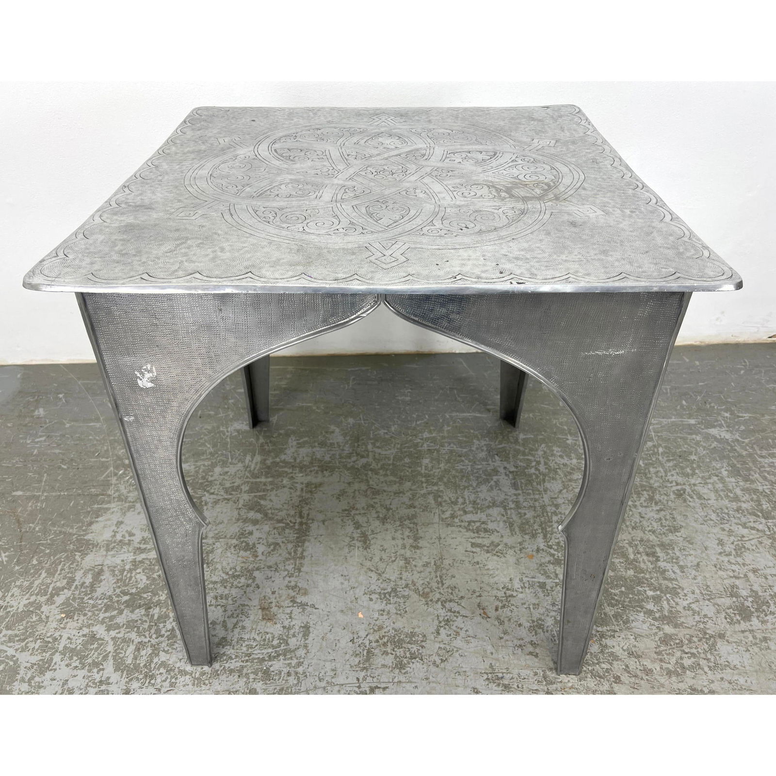 Middle Eastern Style Aluminum Cafe Center Table with Tooled Design Etched design (1 of 12)