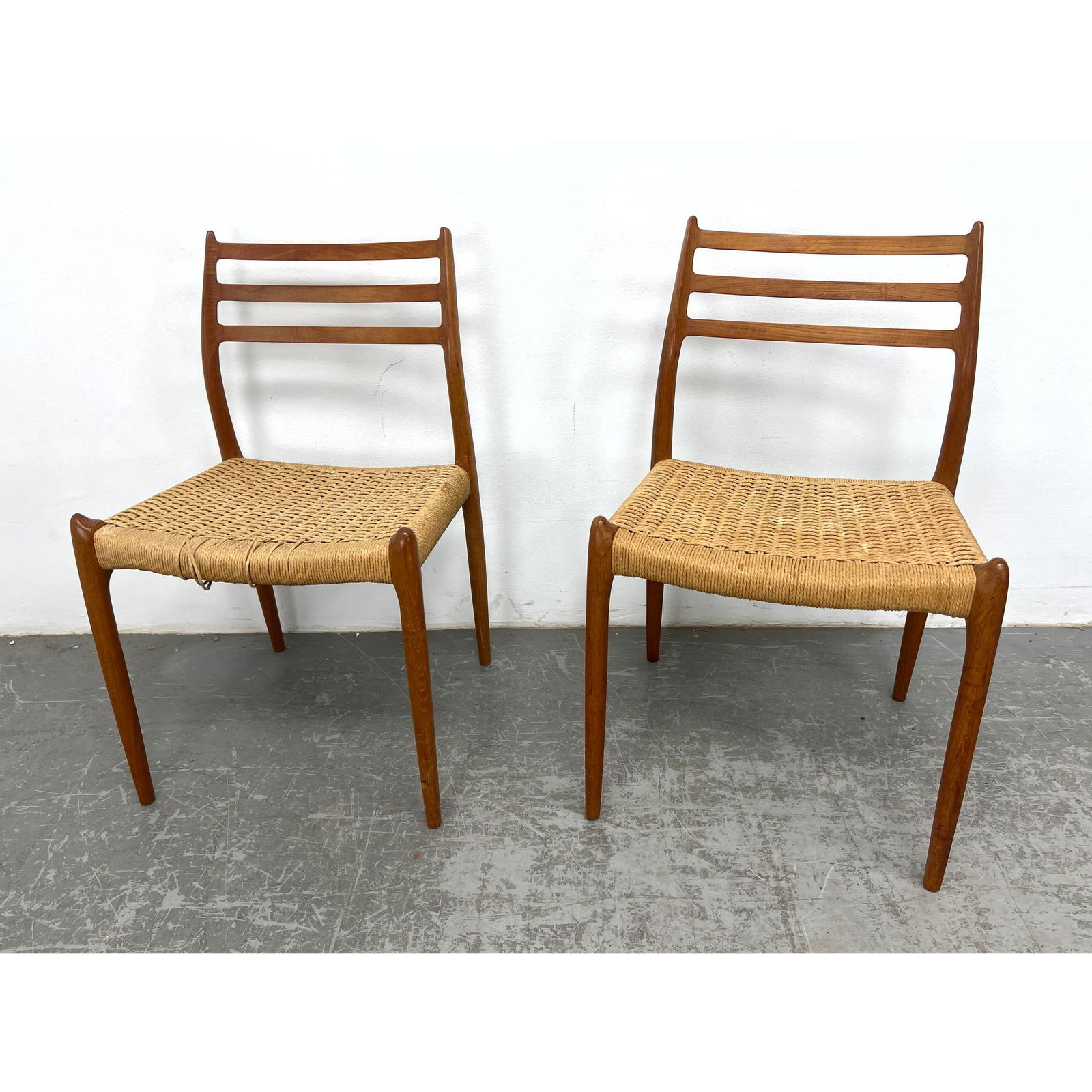2pcs J.L. Moller Danish Modern Teak Dining Chairs Denmark. Niels Moller (1 of 16)