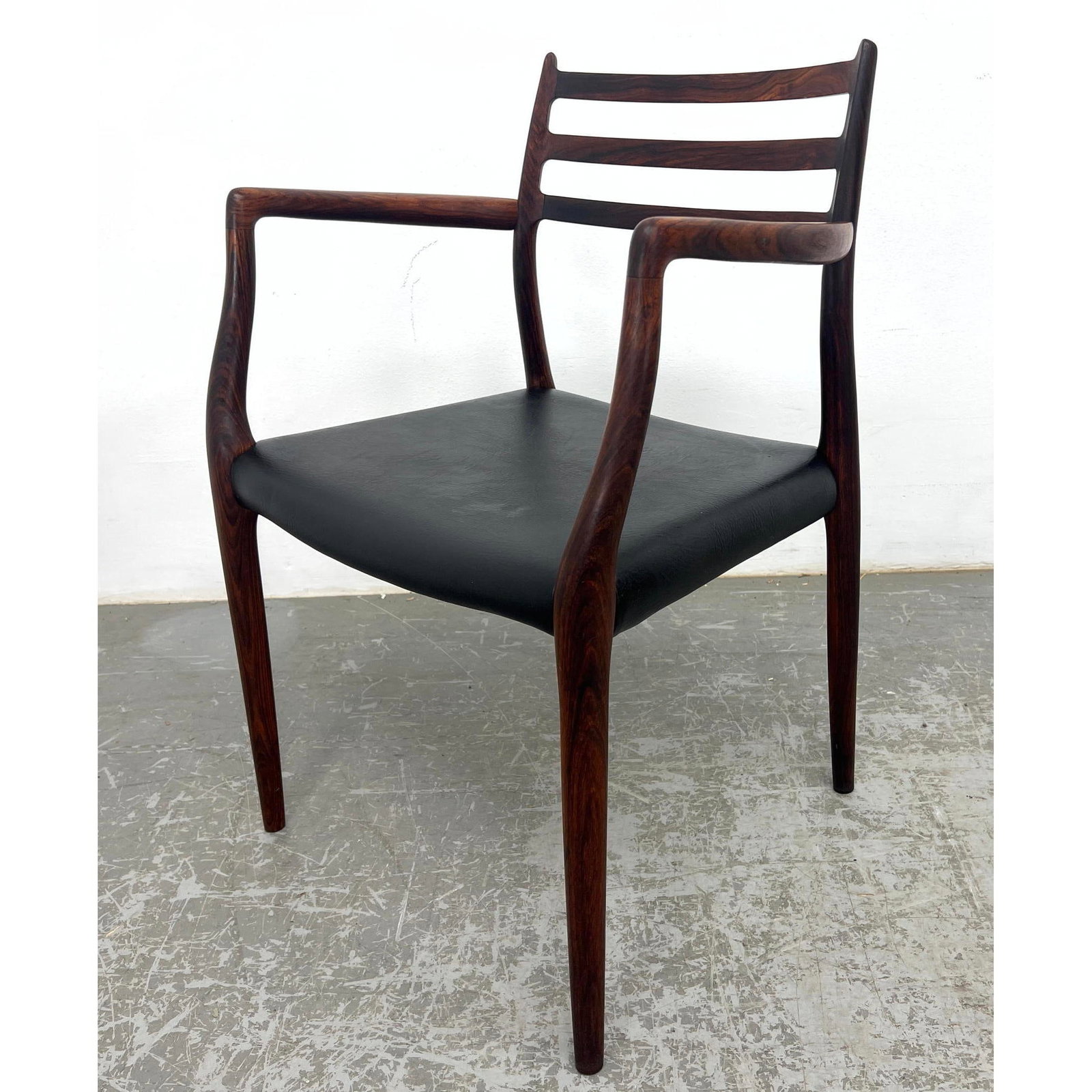 Danish Modern Niels Moller Model 62 Rosewood Horn Arm Chair Denmark: Danish Modern Niels Moller Model 62 Rosewood Horn Arm Chair Denmark Dimensions: Height: 30 inches, Width: 21 inches, Depth: 18 inches. - Seat Height: 17 inches ---