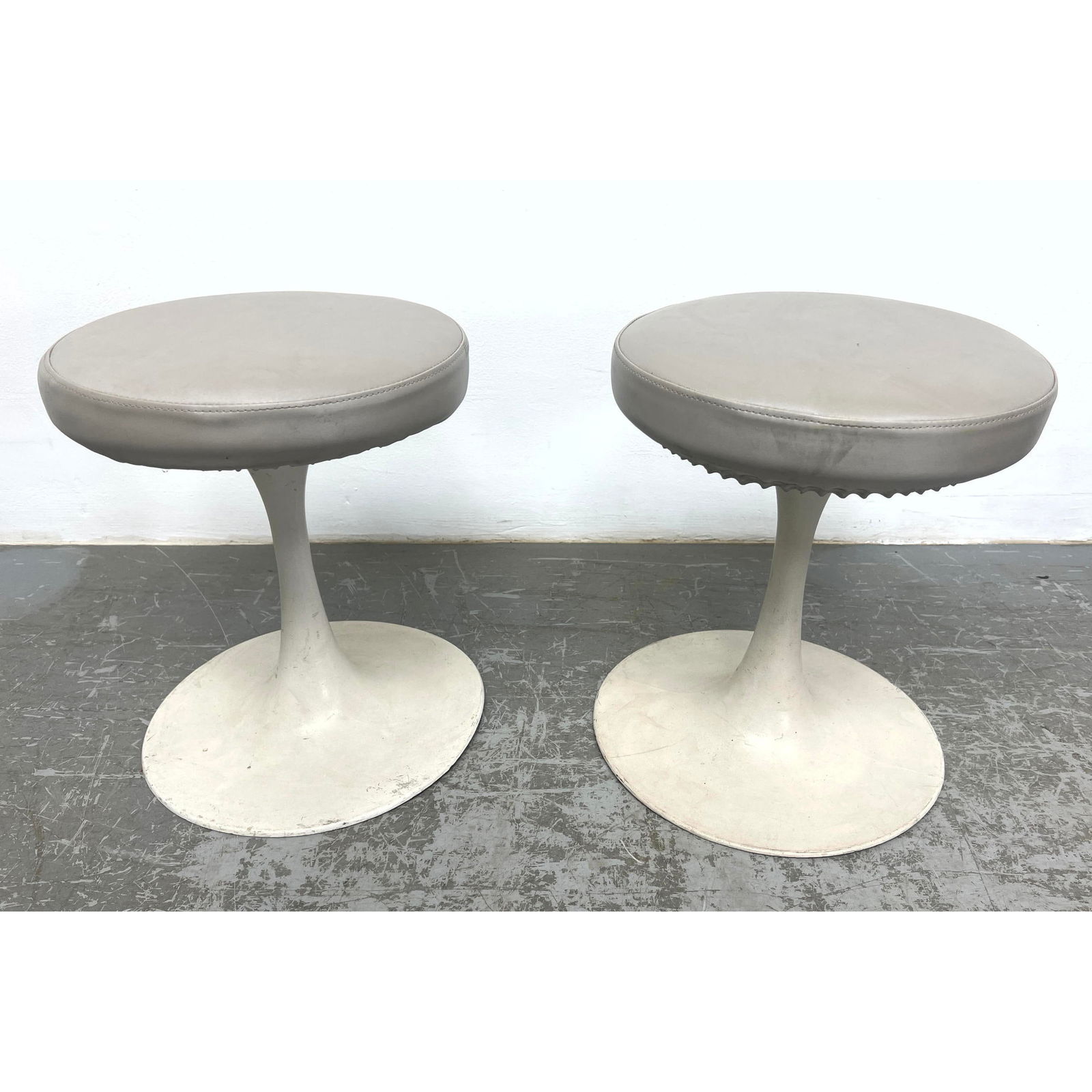 Pair Vintage Brevete CRE Rossi Tulip Base Saarinen Style Stools. France (1 of 12)