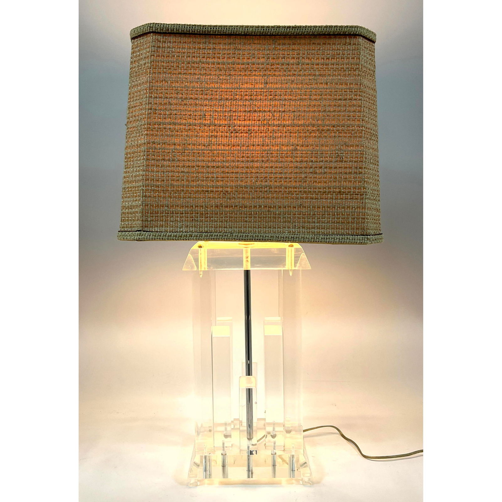 Lucite "Skyscraper" City Scape lamp. Signed L. Shore. (1 of 11)