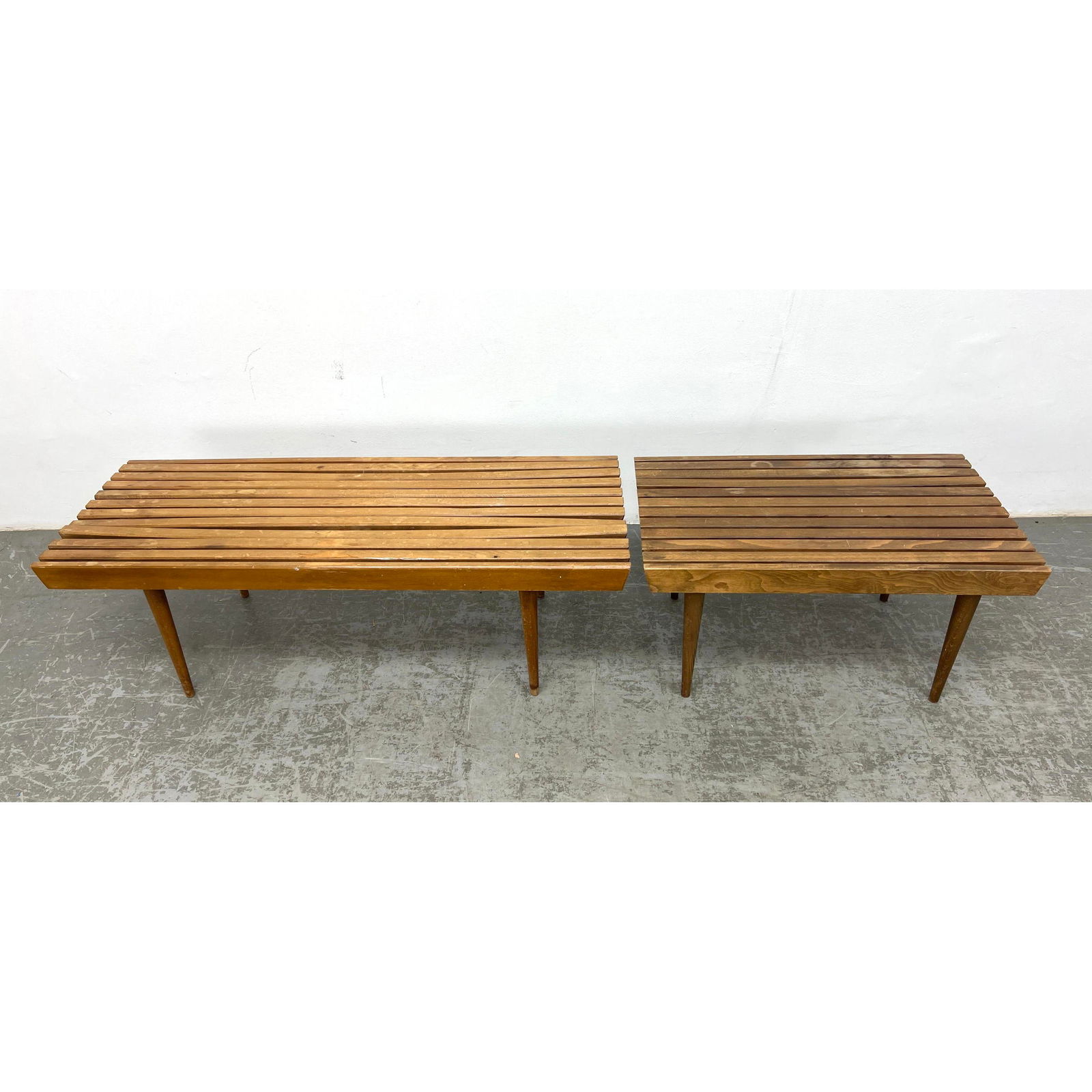 Two Pieces Mid Century Slat Benches Tables made in Yugoslavia (1 of 16)