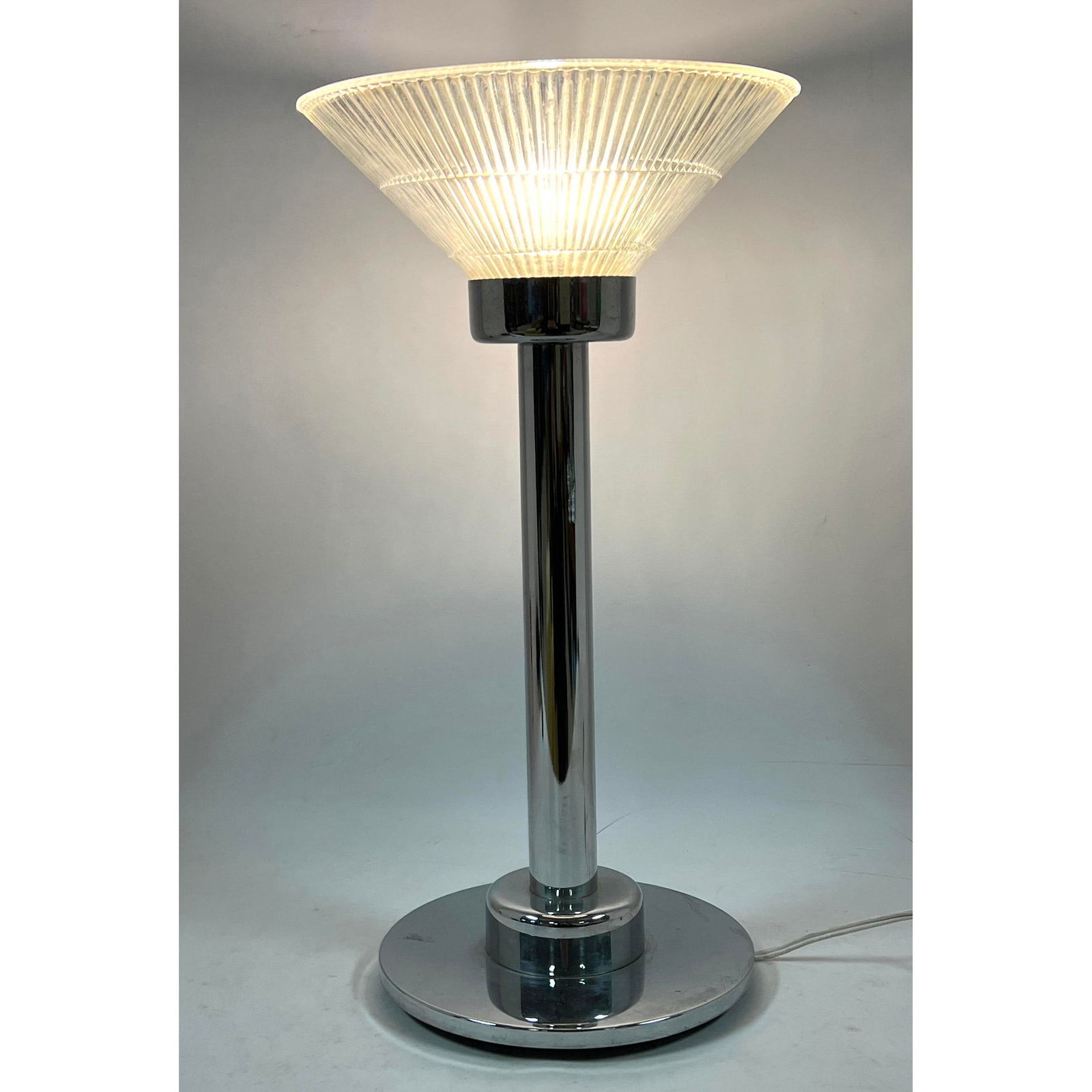 SCE France Chrome Table Lamp with Glass Shade. Unmarked. (1 of 11)