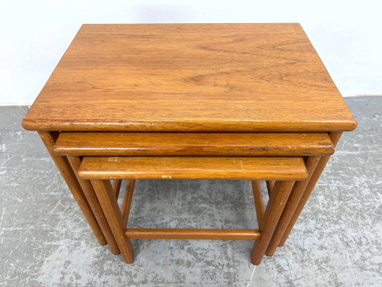 Set 3 Danish Modern Teak Nesting End Side Tables. Marked Denmark. (1 of 17)