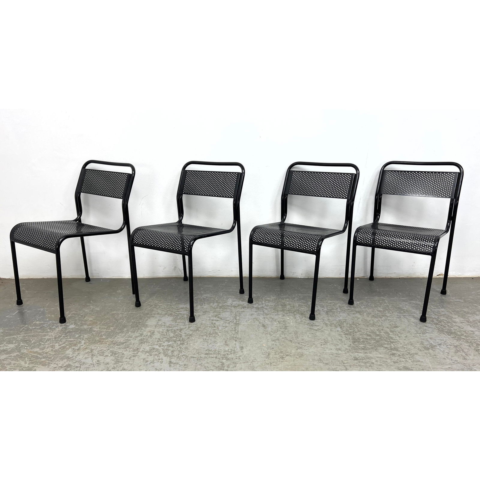 Set of 4 Perforated Metal French Style Stacking Outdoor Chairs (1 of 15)