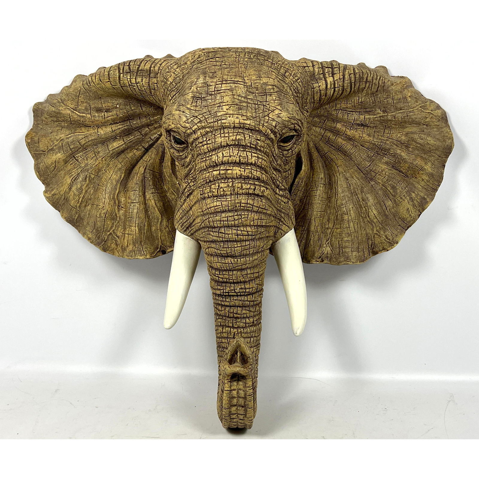 22 inch Resin Elephant head. Unmarked. Wall Mount. (1 of 8)