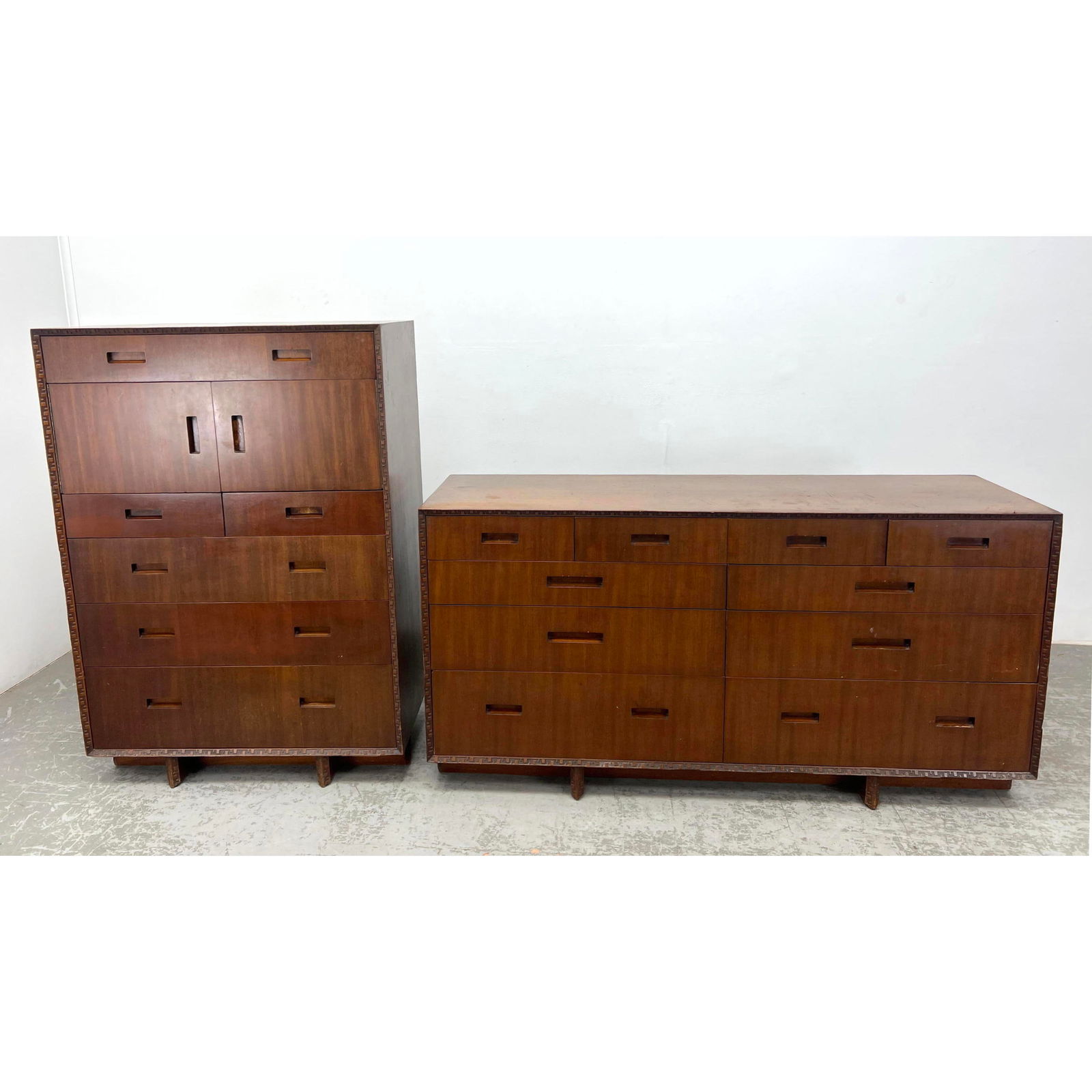 2pcs Frank Lloyd Wright Bedroom Furniture. High Chest and Low Dresser. (1 of 20)