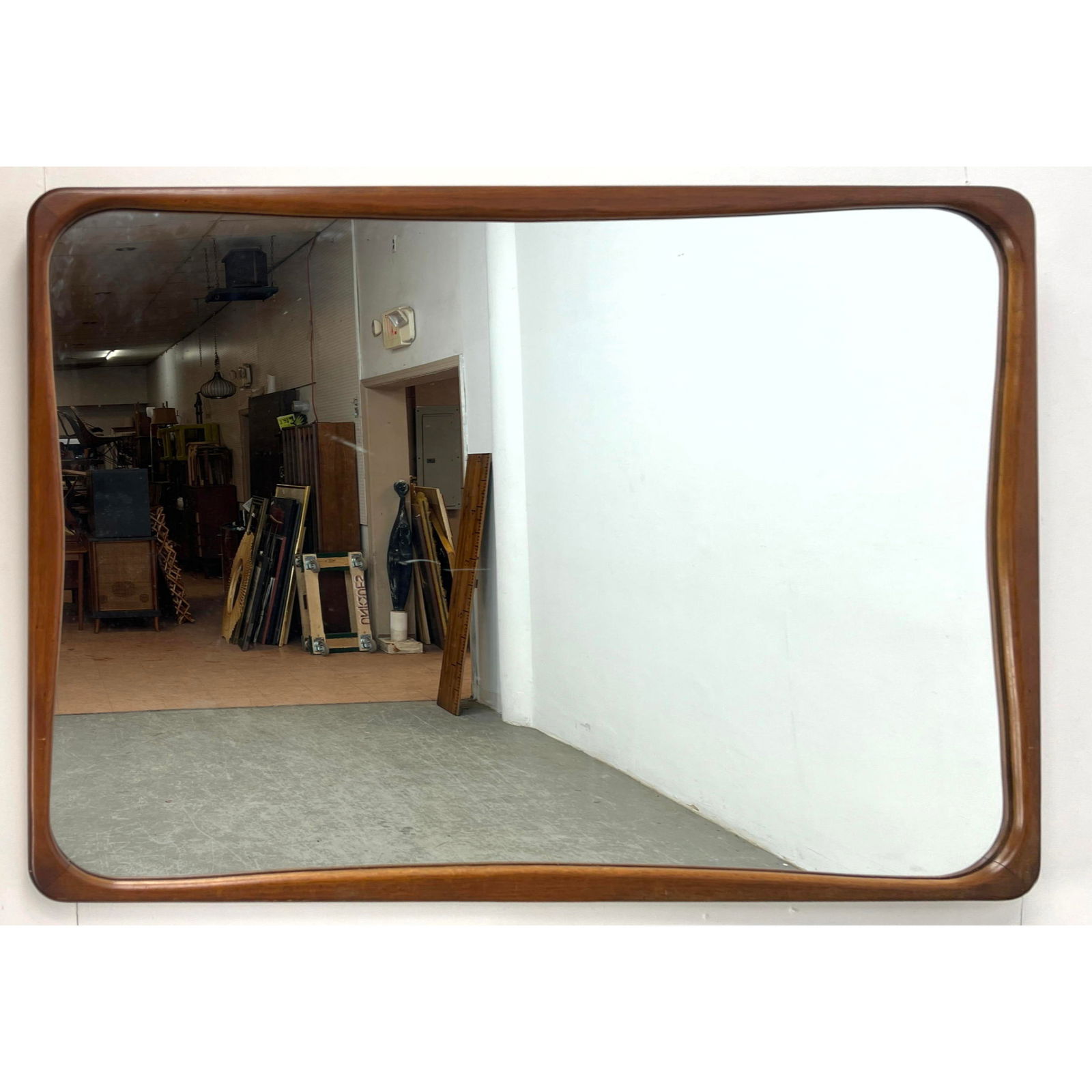Vintage Mid Century Walnut Frame Wall Mirror. Shaped frame. (1 of 11)