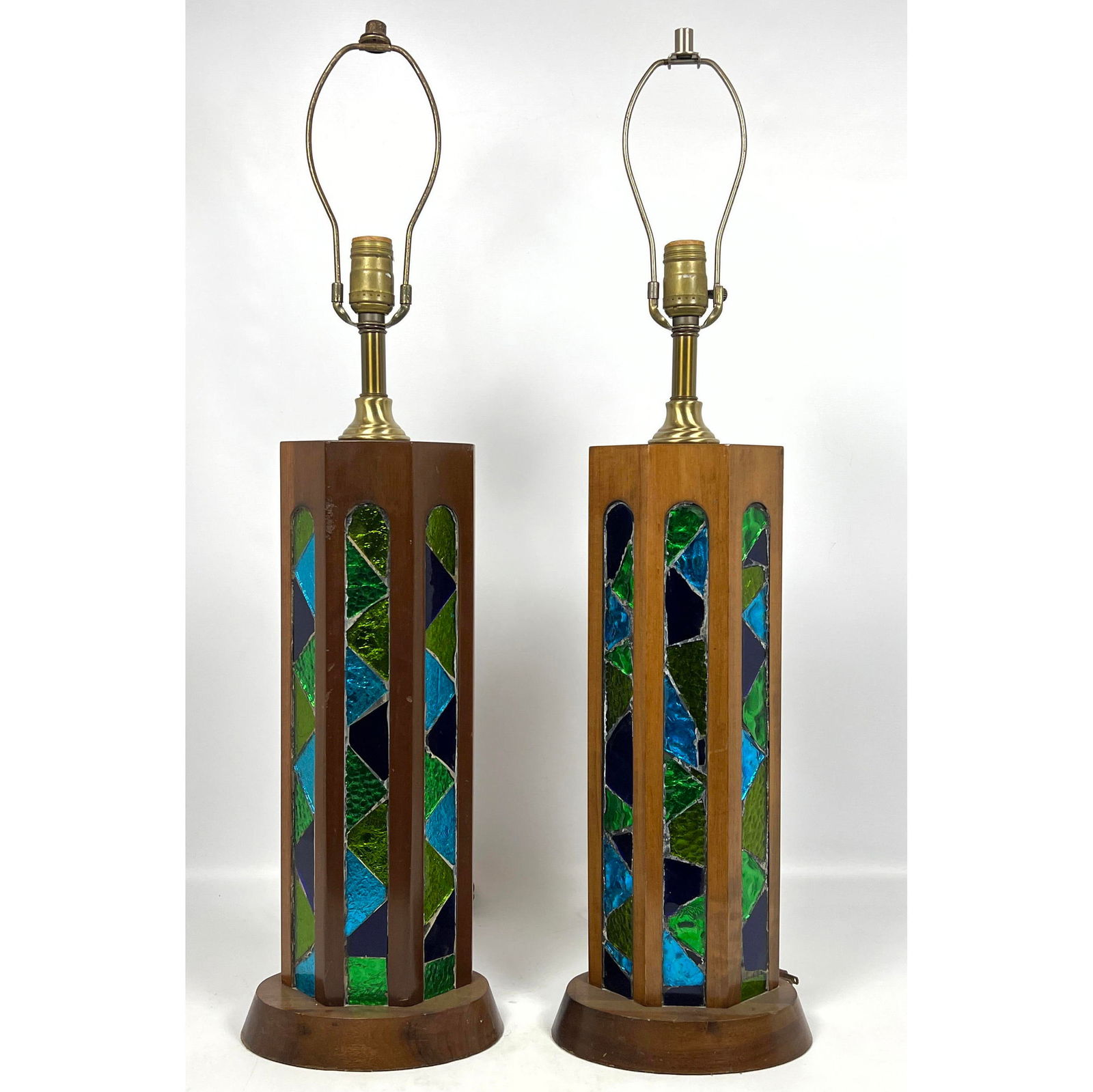 Pair Mid Century Modern Table Lamps. Mosaic Panels. (1 of 11)