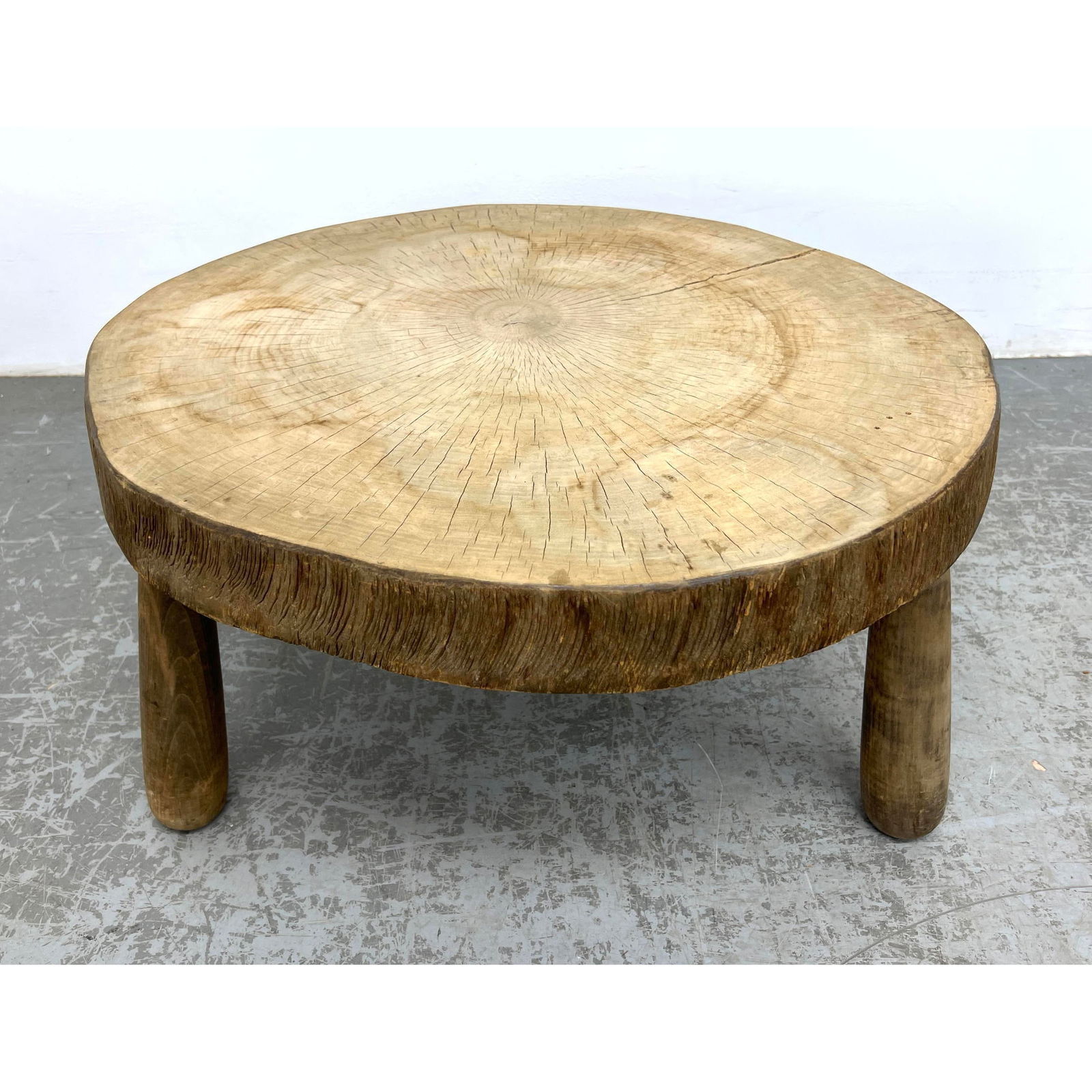Wood Tree Slice Slab Three Legged Table. Thick top. (1 of 13)