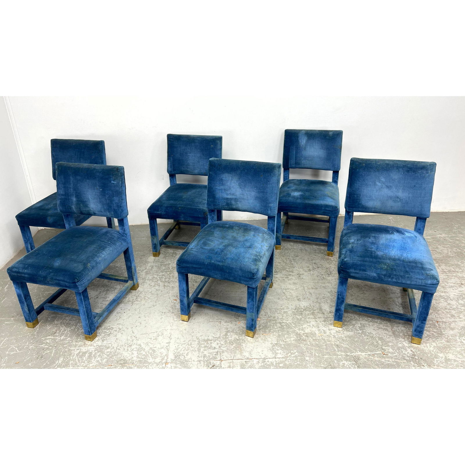 6 Mid Century Modern Baughman Style Upholstered Parsons Dining Chairs with Brass Sabots (1 of 20)