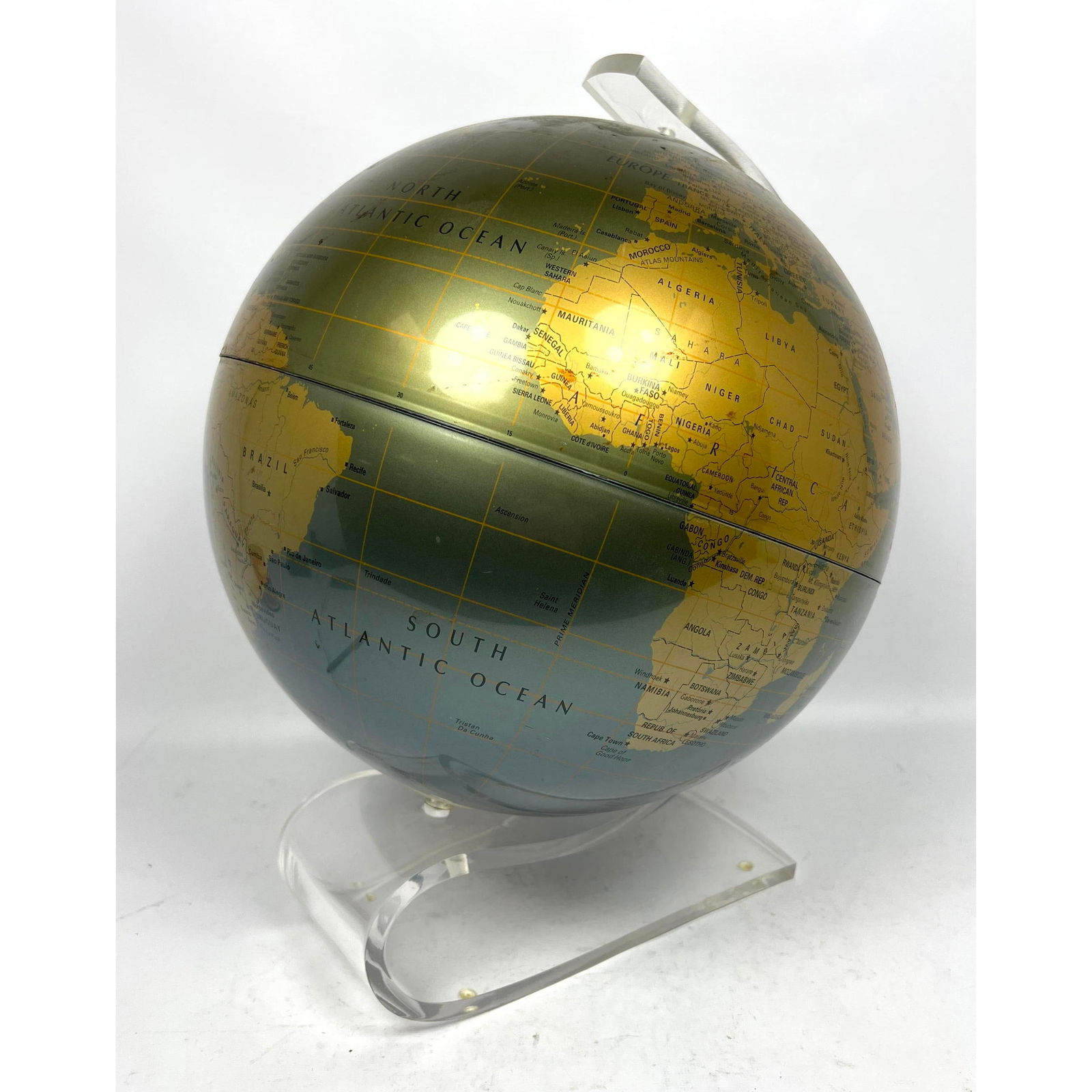 Replogle Diamond Marquise 12" Diameter Globe. Modernist Lucite Stand (1 of 10)
