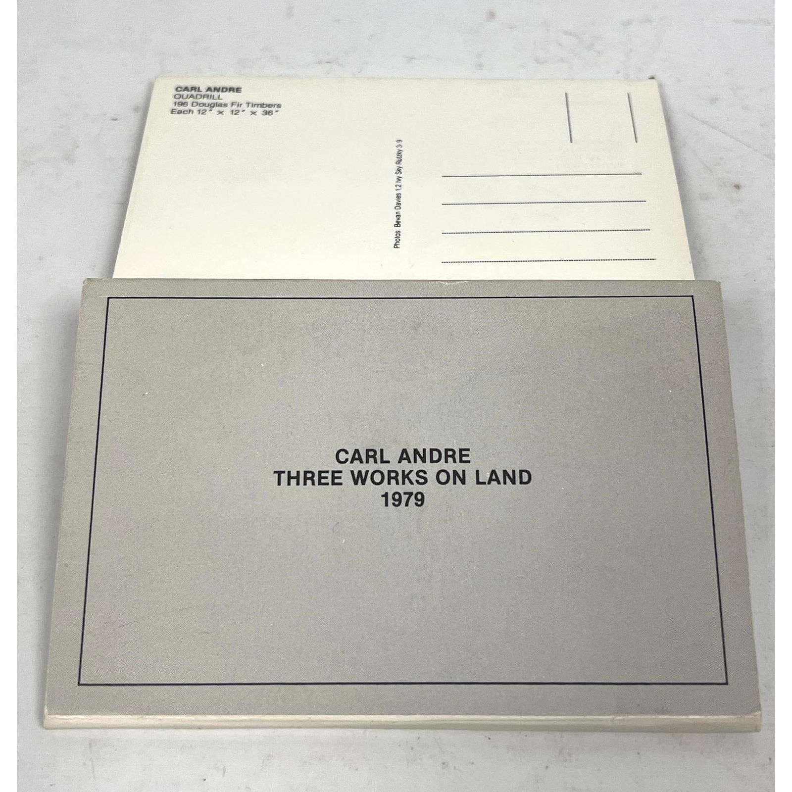 Carl Andre 1979 folding postcards: Carl Andre 1979 folding postcards Dimensions: Height: 36 inches, Width: 5.5 inches. --- US Packing and Shipping charge: $20 Plus rquired insurance at a rate of $2 per hundred. - We offer curbside deli