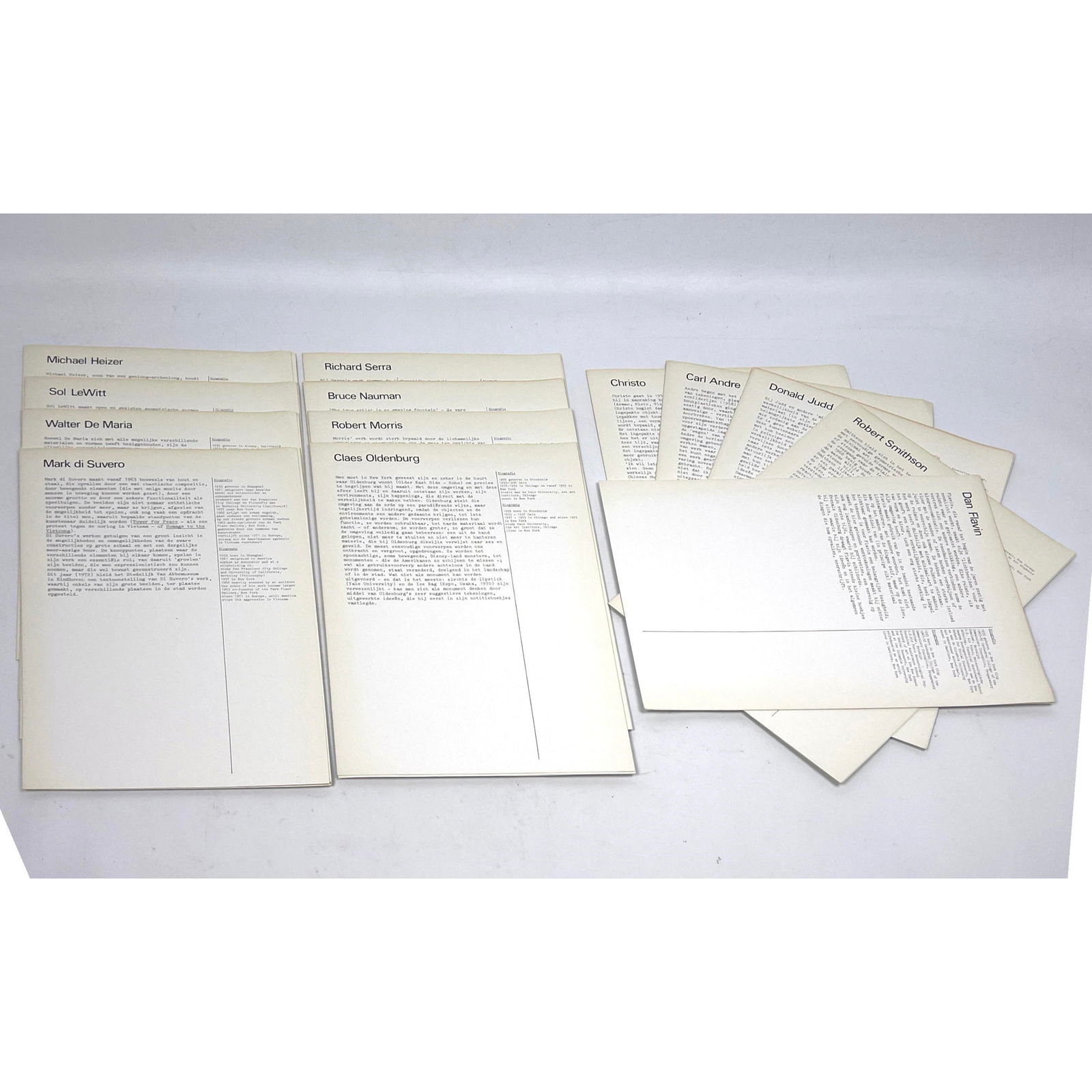 13 Folders of various artist With bio and offset lithos artist include Robert Smithson Bruce Nauman (1 of 20)
