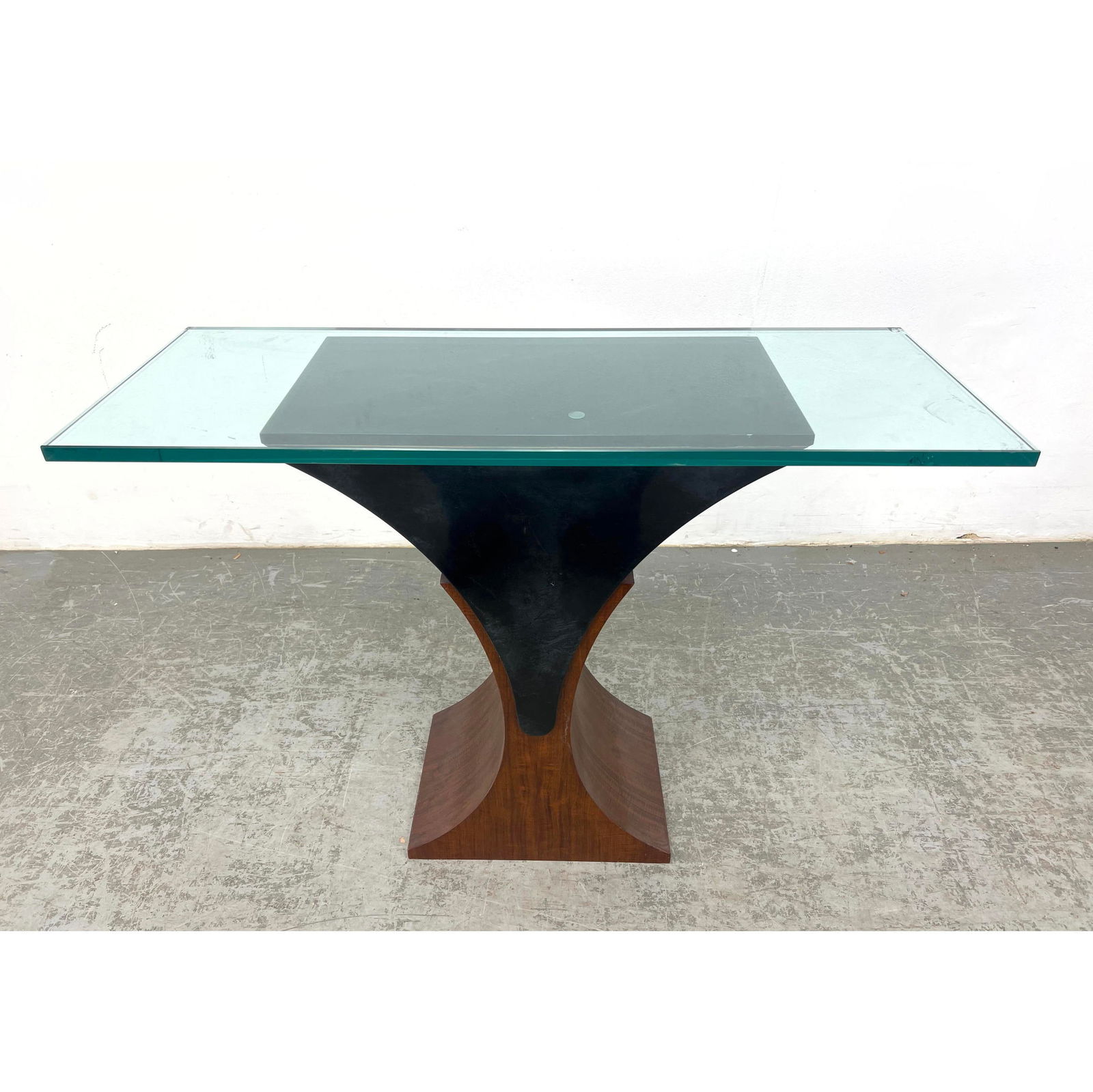 Wood and Lacquered Modern Console Table Glass Top. (1 of 11)