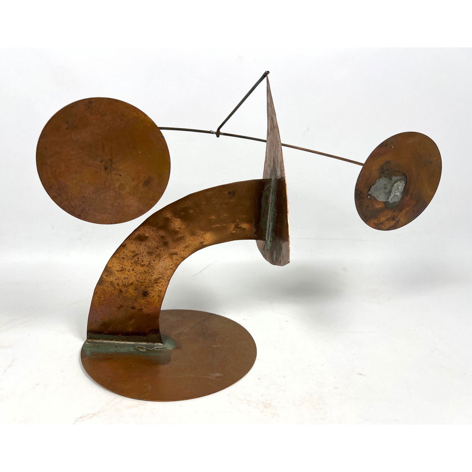 Brutalist Mid Century Hammered Welded Brass Table Top Spinning Mobile (1 of 11)
