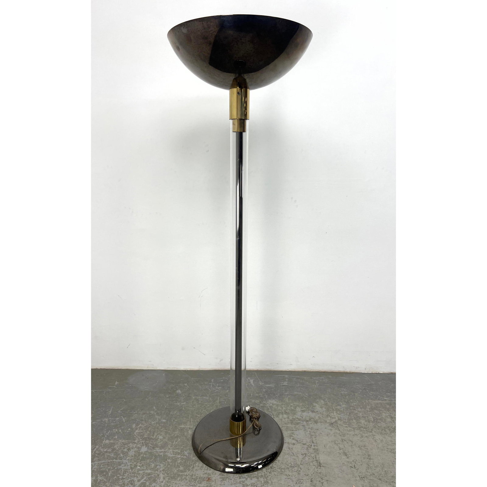 Karl Springer Style Oversized Torch Floor Lamp. Chrome and Brass. Attributed to Karl Springer (1 of 8)