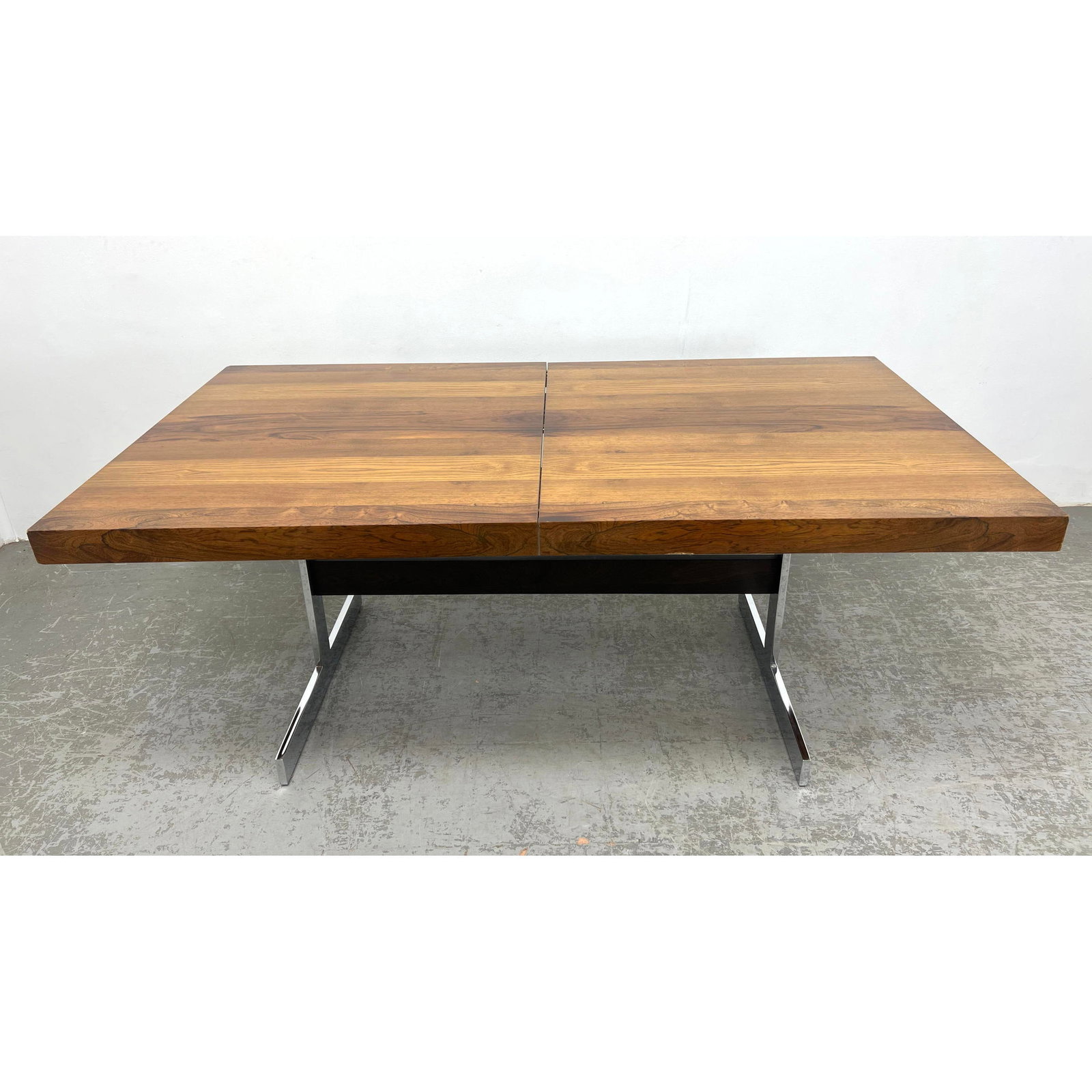 Baughman Style Mid Century Chrome Base Trestle Dining Table (1 of 17)