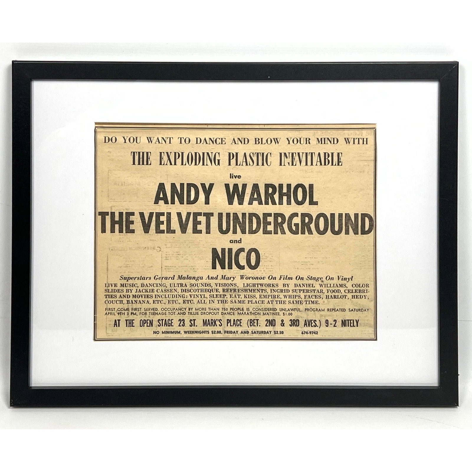 Warhol exploding plastic inevitable village voice April 7 1966 advertisement (1 of 6)