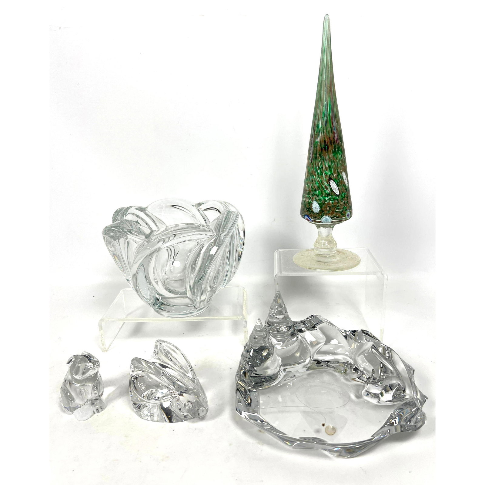 5 pc Crystal and Murano Glass Lot. Baccarat, Orrefors, Murano tree form sculpture. (1 of 18)