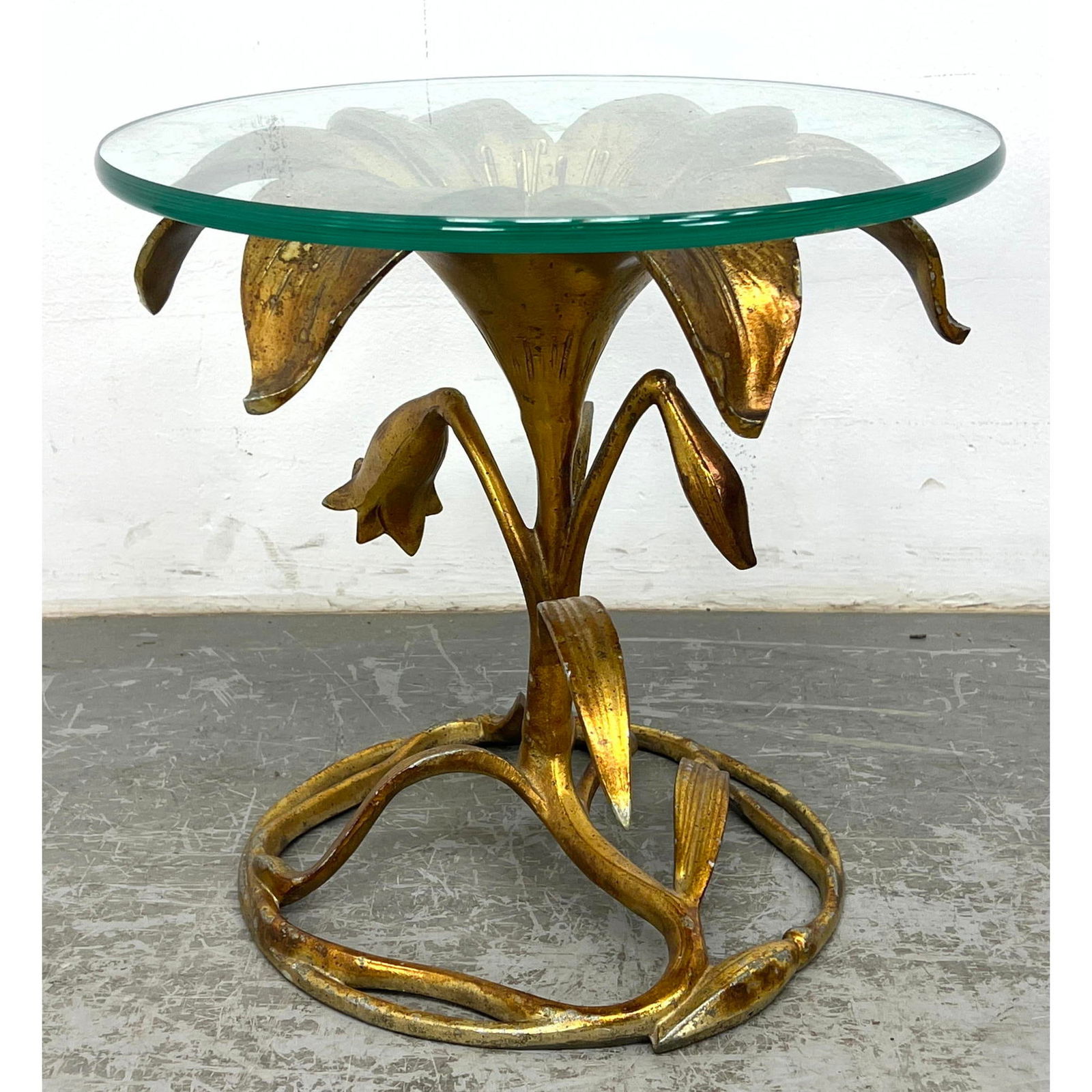 Mid Century Arthur Court Sculptural Lily Side Table Glass Top (1 of 11)