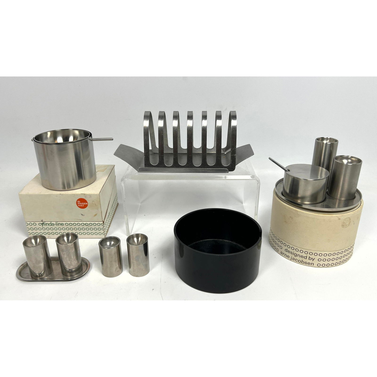 Stelton Lot. Arne Jacobsen Stelton Cylinda Line Danish Modern Stainless Steel Denmark. Condiments, T (1 of 20)