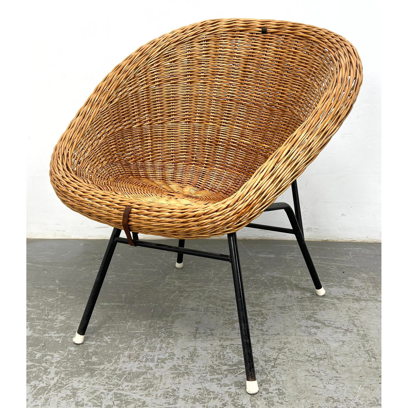 Vintage Mid Century Modern lounge chair Dutch designer Dirk van Sliedregt style. Wicker seat over a (1 of 9)