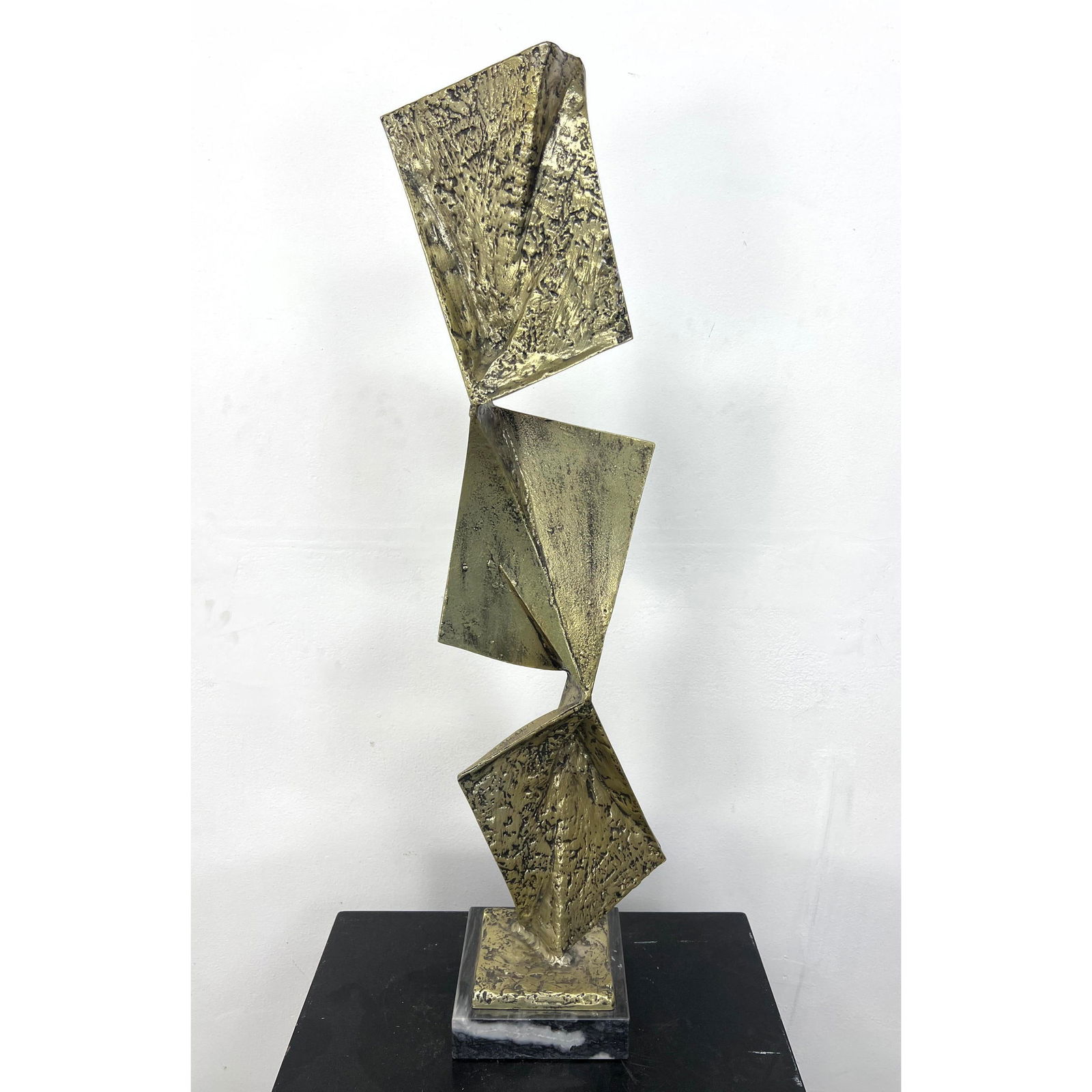 Brutalist Modernist Soldered Metal Sculpture. Textured Elements. Marble Base. Pedestal not included: Brutalist Modernist Soldered Metal Sculpture. Textured Elements. Marble Base. Pedestal not included Dimensions: Height: 37.5 inches, Width: 7 inches, Depth: 7 inches. --- US Packing and Shipping charg