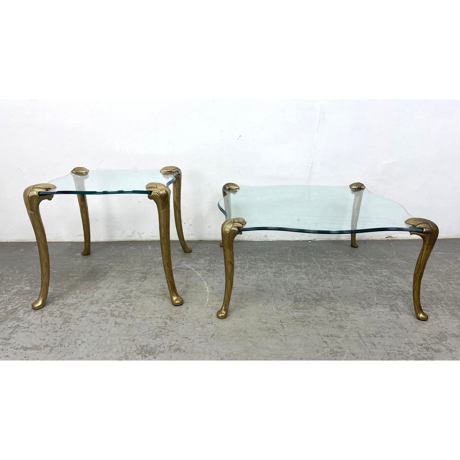 2pc Brass and glass coffee table and end table. Guerin style. (1 of 16)