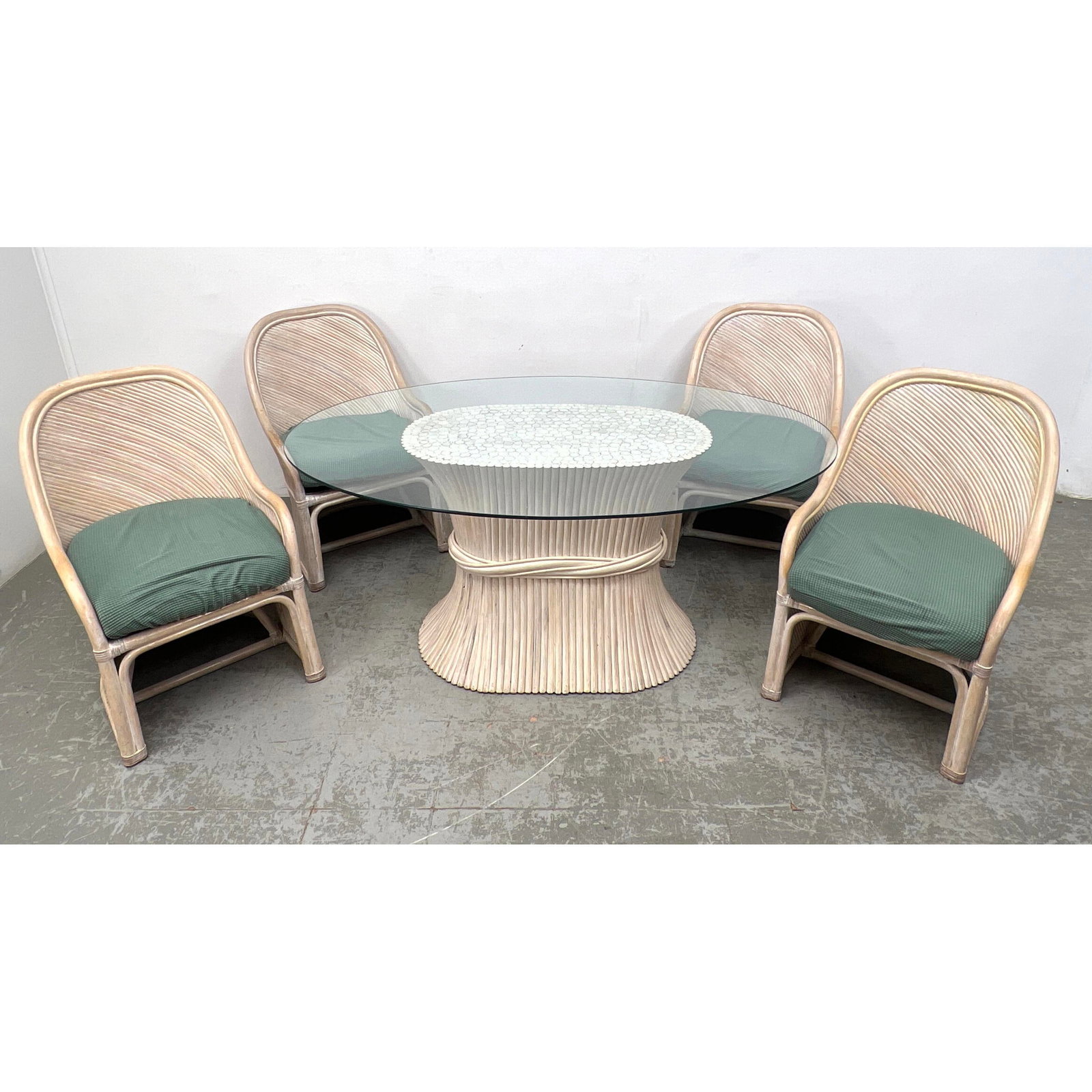 Henry Link Washed finish Table and 4 chairs. Signed under seat. (1 of 20)