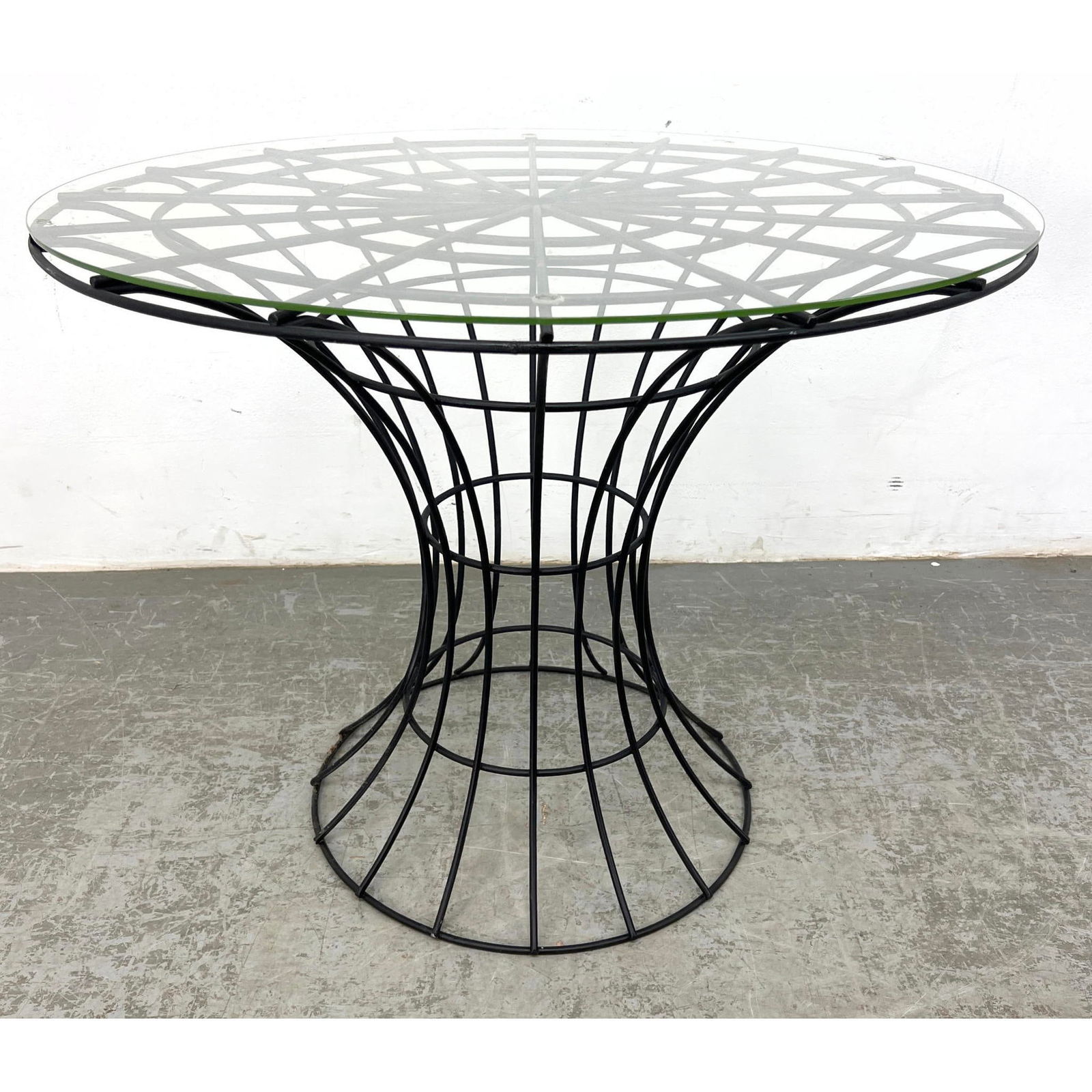 John Risley Iron Dining table Glass Top, 1960's (1 of 8)