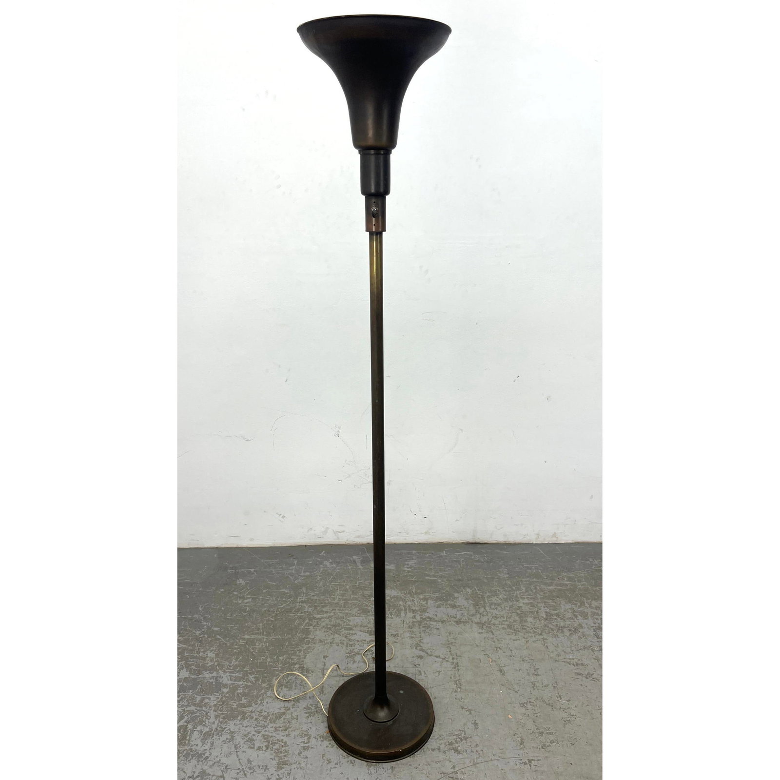 Bronze Machine Age Art Deco Torchiere Floor Lamp (1 of 9)