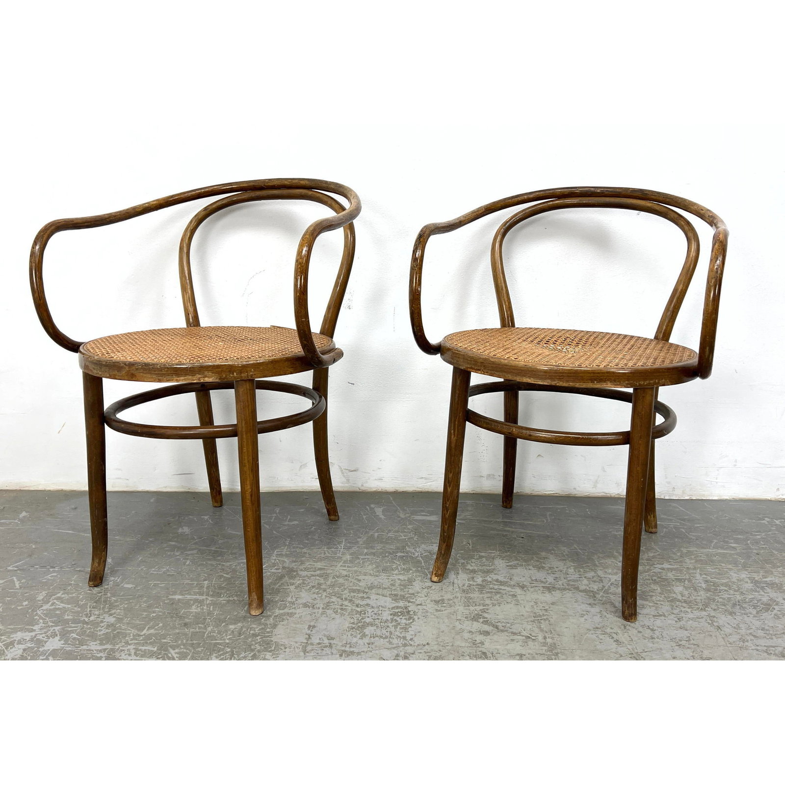 Pair Stendig bent wood bistro dining chairs. Unmarked. (1 of 18)