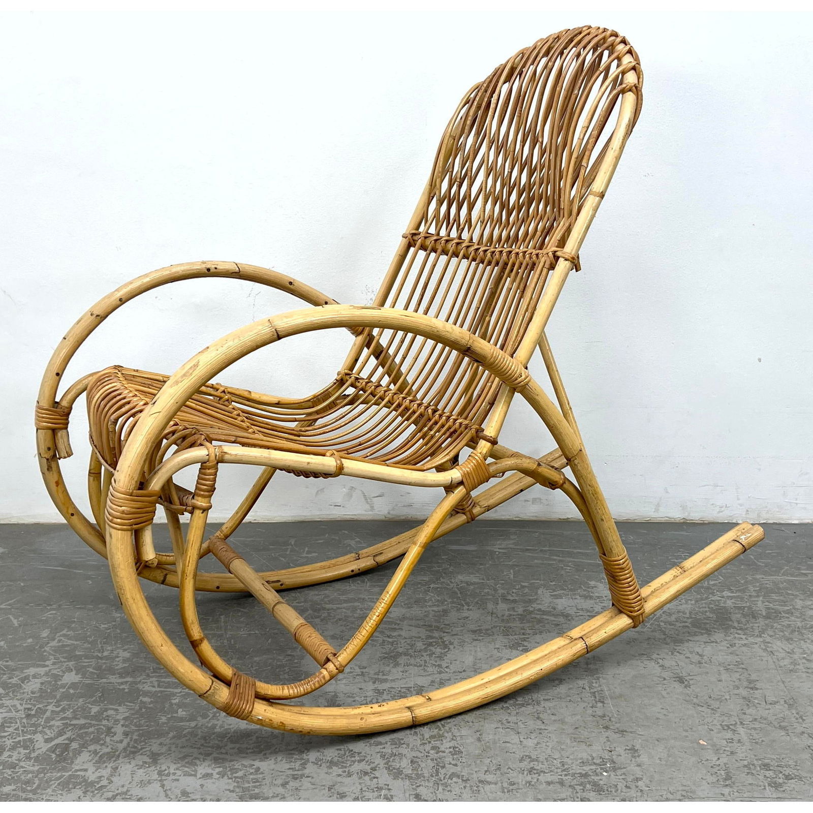 Modernist Bamboo and Rattan Rocking Chair. Stylish Form. (1 of 12)