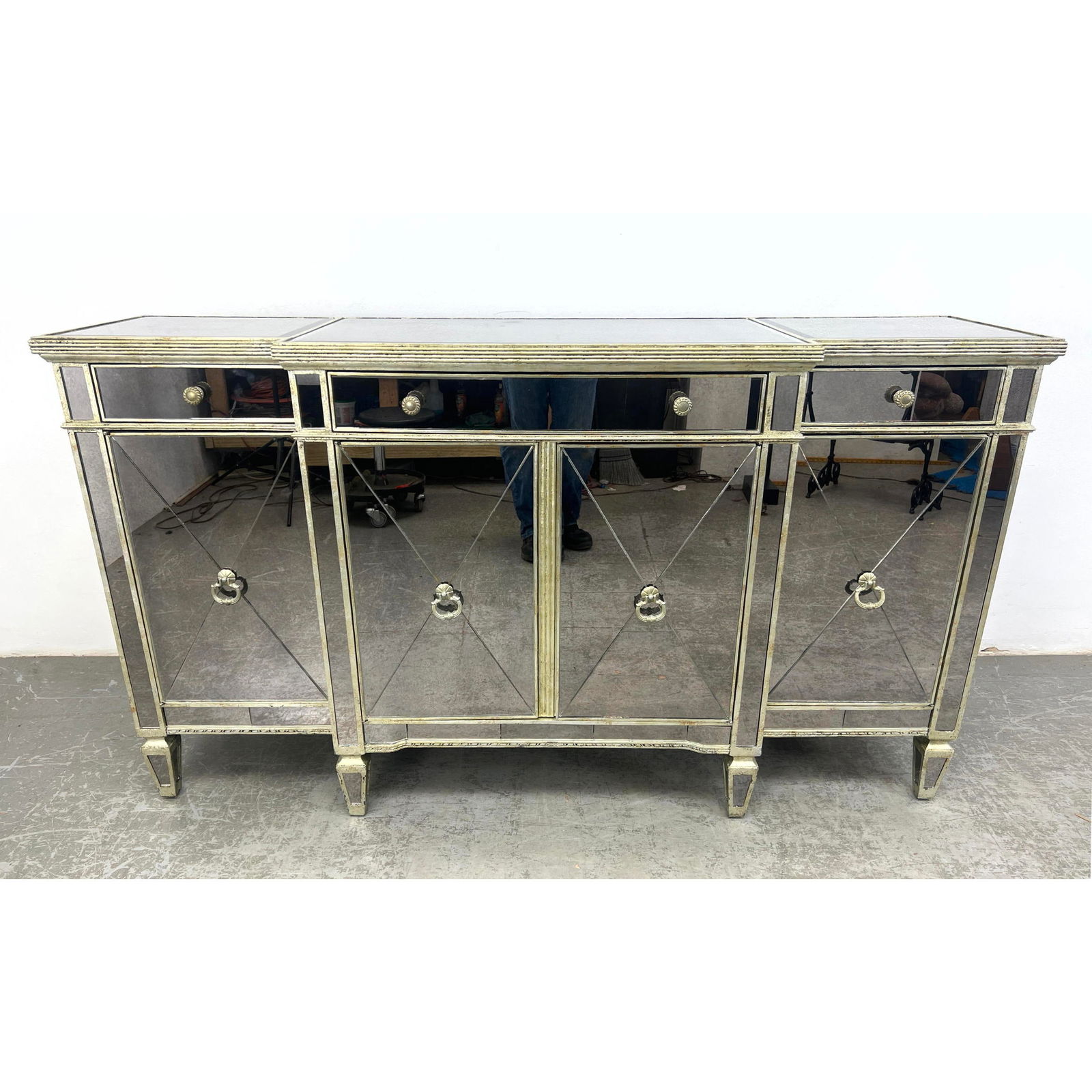 Contemporary Mirrored, Painted Credenza. Regency style. (1 of 13)