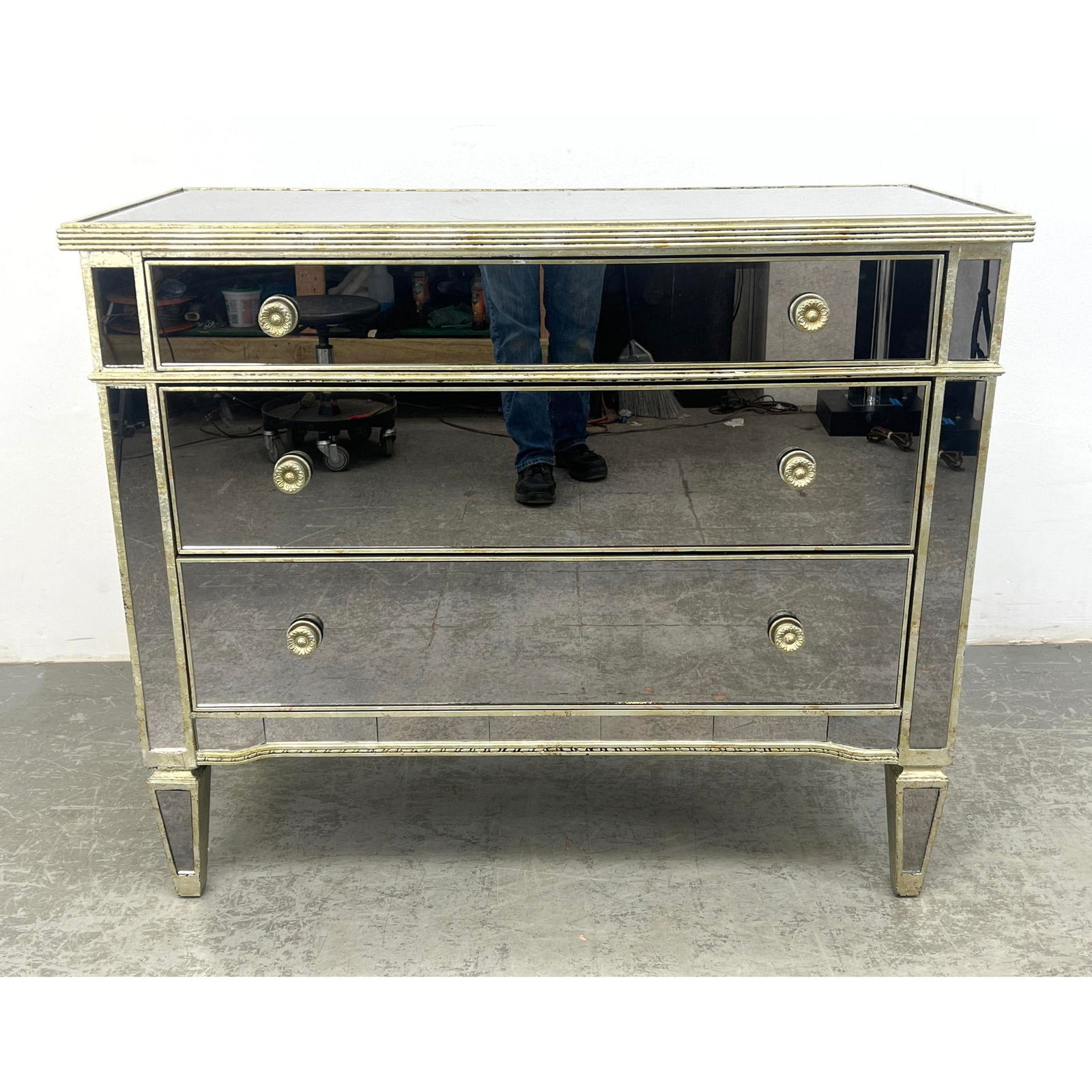 Contemporary Mirrored, Painted Bachelor's Chest. Three Drawer Chest Dresser. (1 of 10)