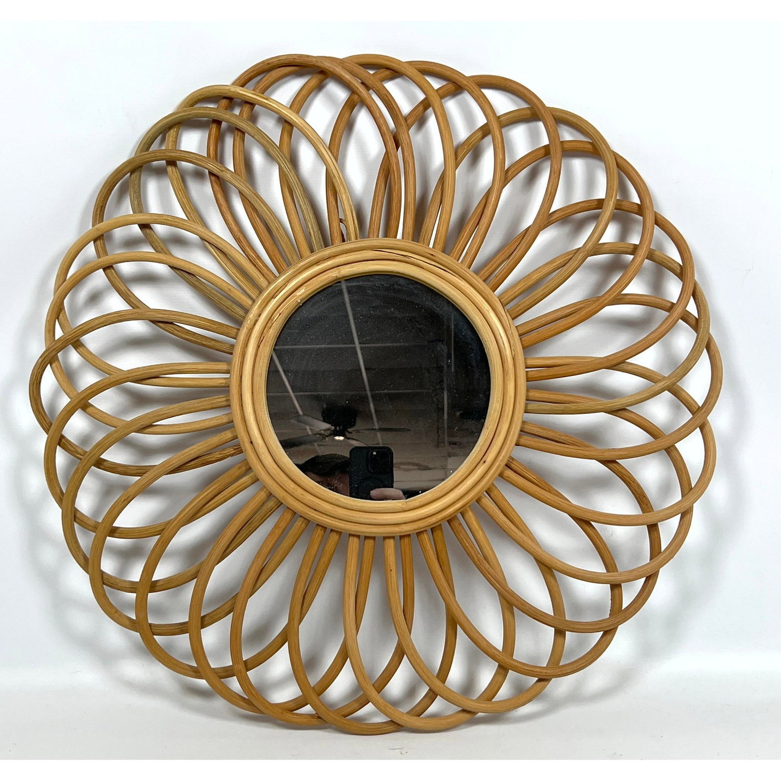 Round Woven Rattan Sun Mirror. Albini style. (1 of 8)