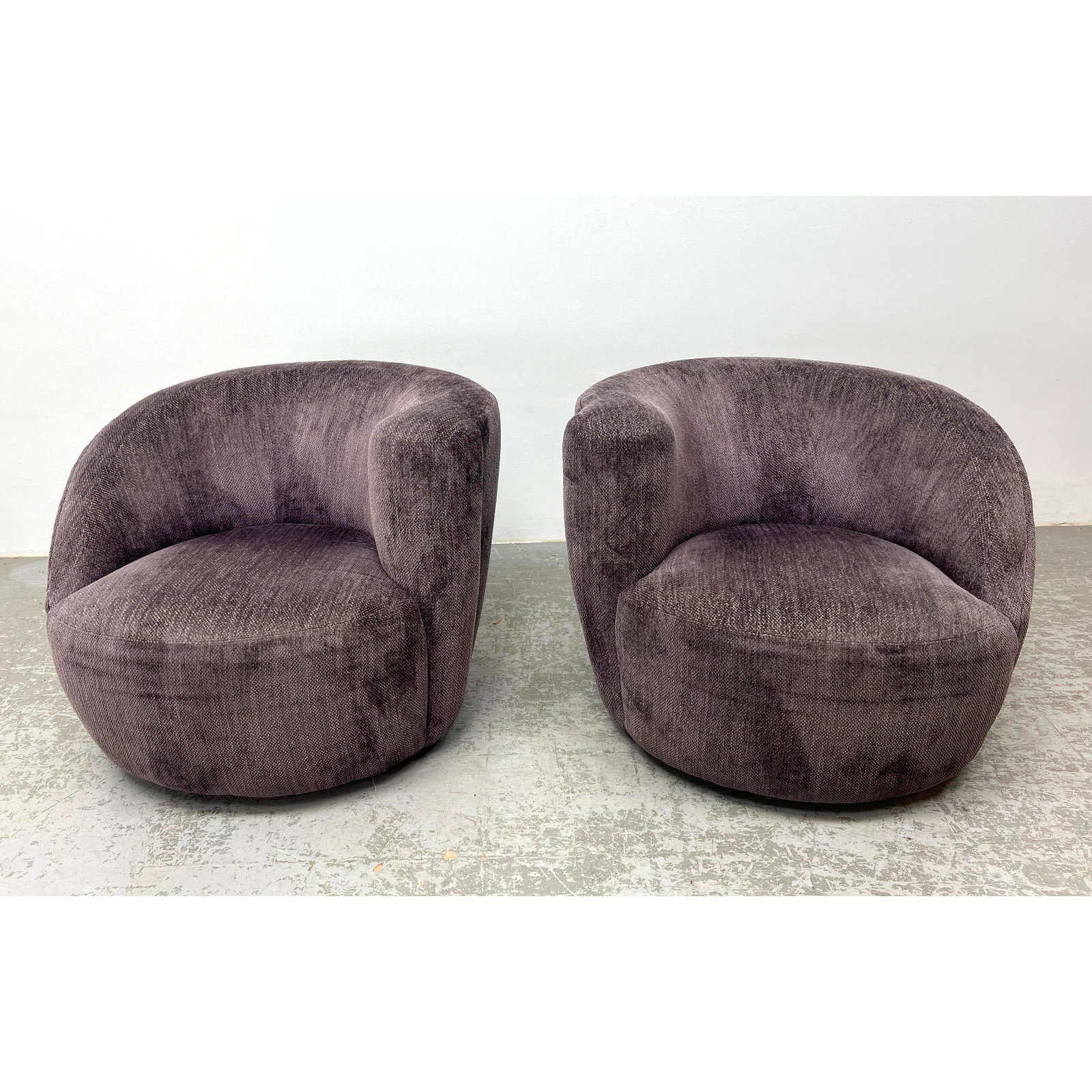 Pair Kagan Style Swivel Lounge Chairs. Nautilus Style. Unmarked. (1 of 15)