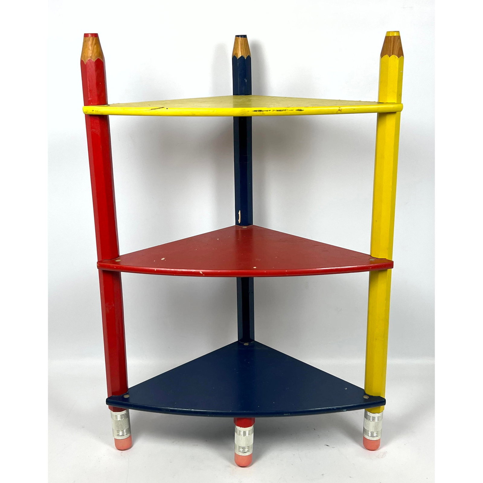 Pierre Sala Postmodern Pencil Corner Shelf. unmarked.: Pierre Sala Postmodern Pencil Corner Shelf. unmarked. Dimensions: Height: 27.5 inches, Width: 19.5 inches, Depth: 11 inches. ---