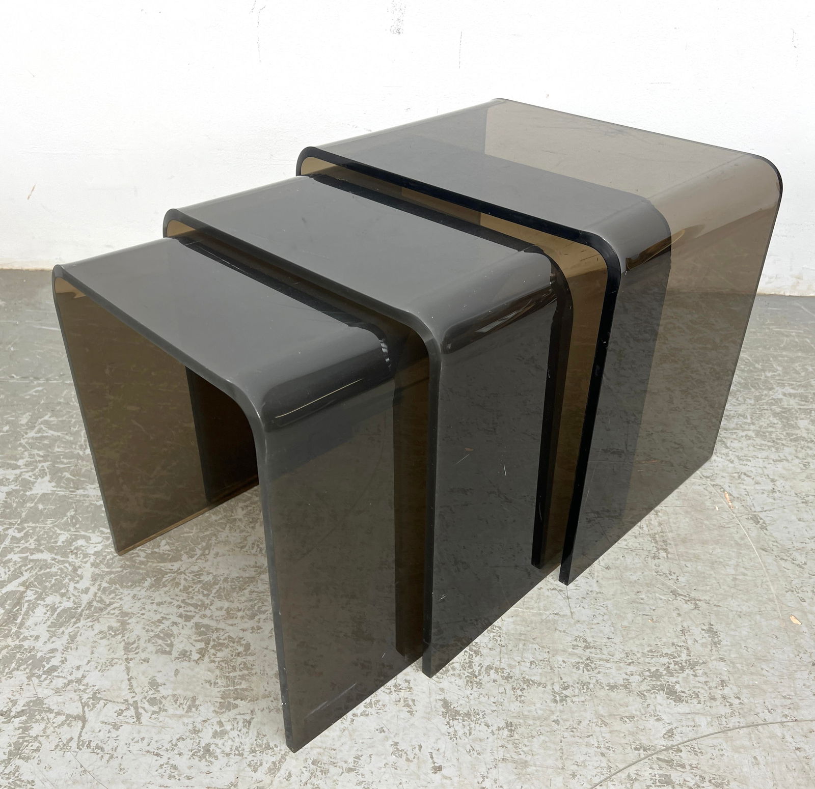3pc Set Nesting Side tables. Gray Acrylic Lucite. (1 of 14)