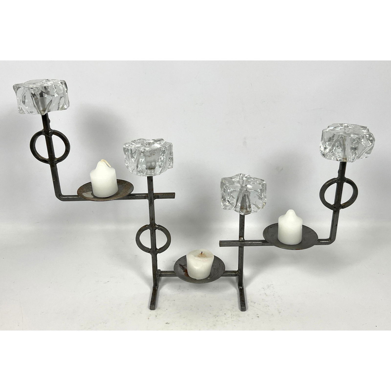Bo-Strom Erik Hoglund Large Wrought Iron and Glass Candelabra - Made in Sweden (1 of 11)