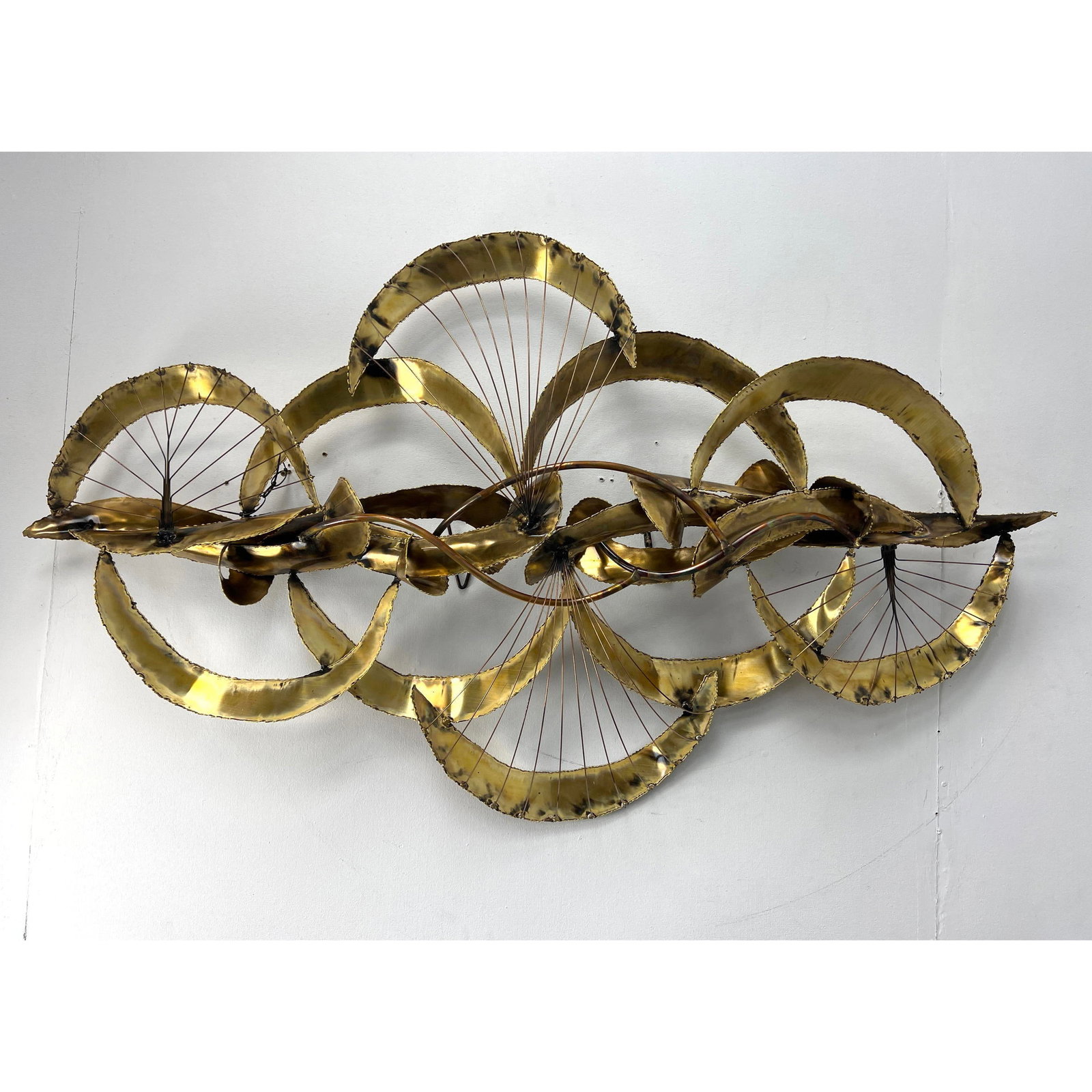 Bijan of California Brutalist Mid Century Brass Wall Hanging Sculpture C Jere Style.  Unmarked. (1 of 11)