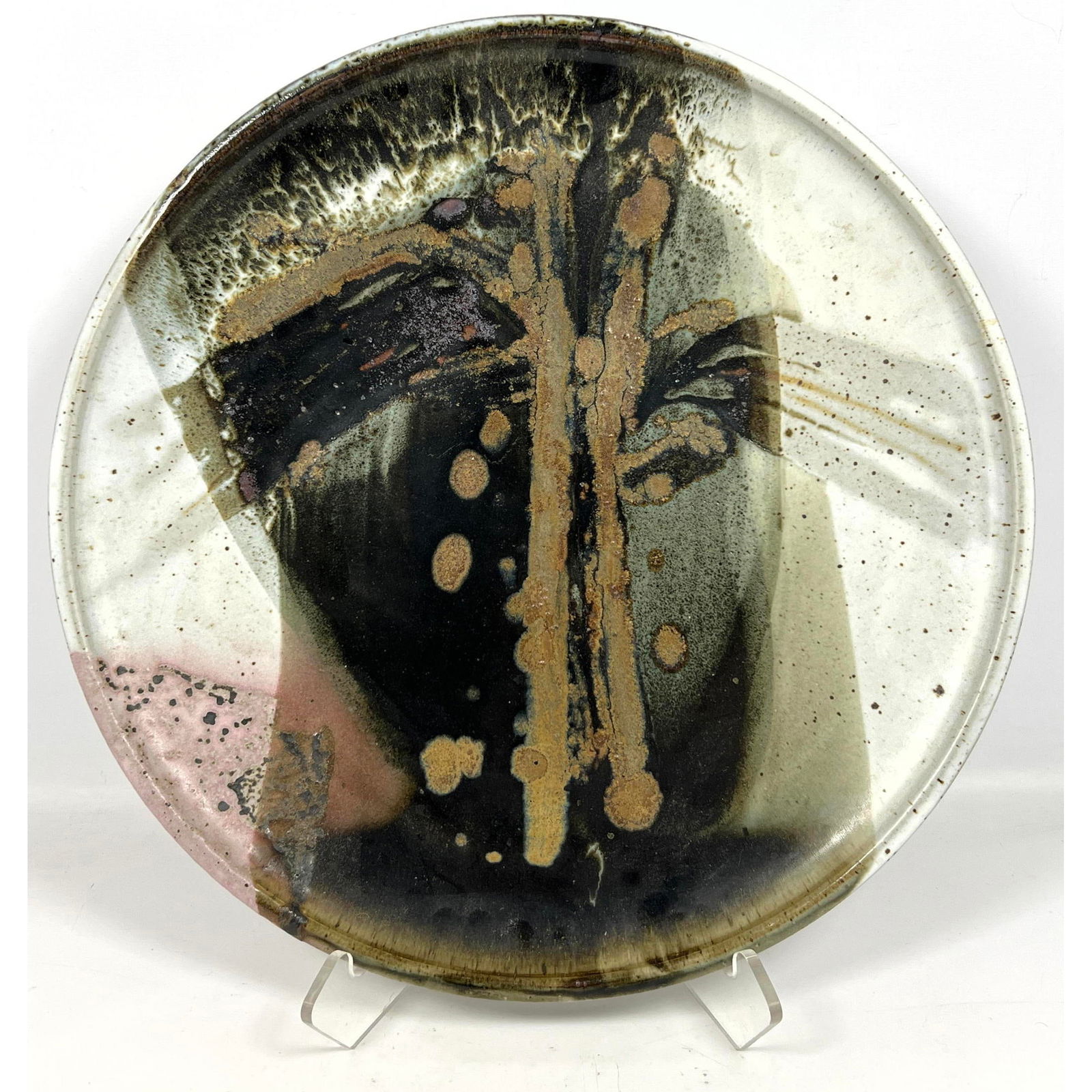 Large Ceramic Wall Charger plate. Art Pottery Signed. (1 of 10)