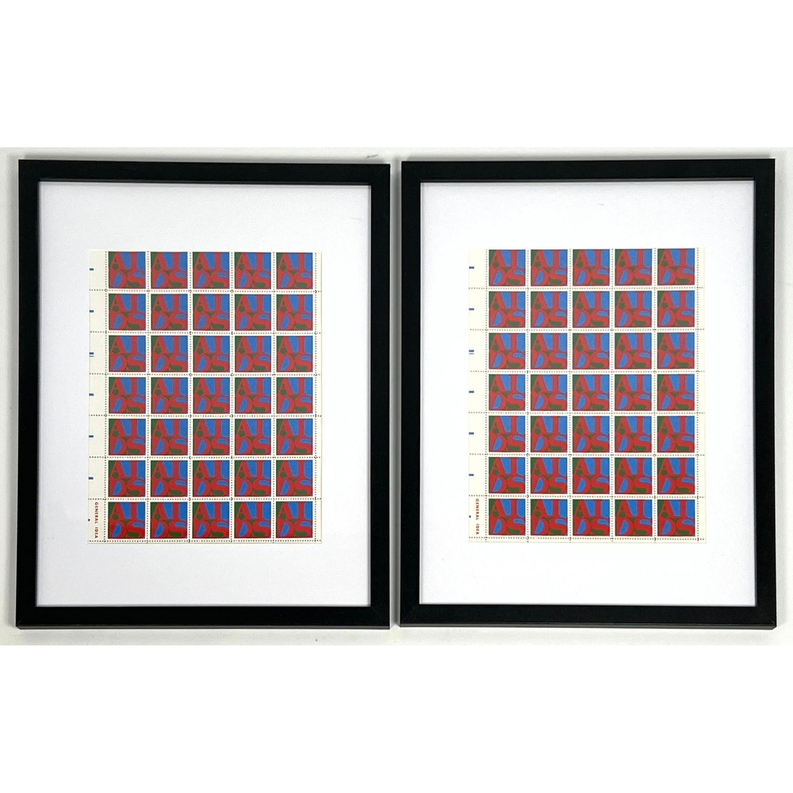 Pair General Idea aids stamps for Parkett issue 15 1988: Pair General Idea aids stamps for Parkett issue 15 1988 Dimensions: Height: 15 inches, Width: 12 inches. --- US Packing and Shipping charge: In house shipping available. Will be calculated once destin