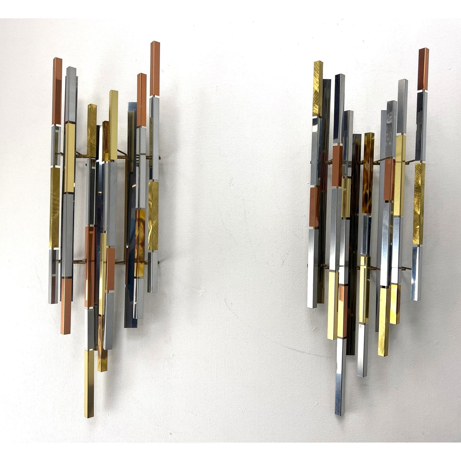 Second Pr R. H. BERGER Mixed Metals Modernist Wall Sculptures. Brass Copper, Aluminum. Signed and Da (1 of 15)
