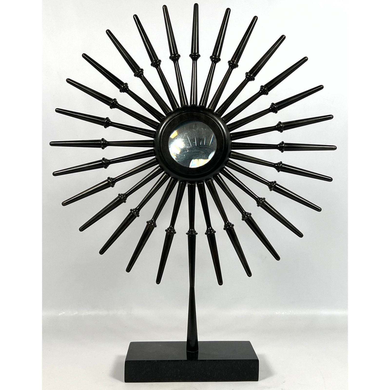 Decorative Heavy Patinated Metal Magnifying Candle sculpture. Granite base. (1 of 11)
