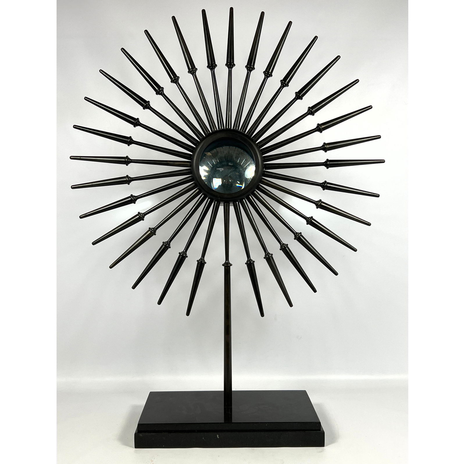 Decorative Very Heavy Patinated Metal Magnifying Candle sculpture. Granite base. (1 of 11)