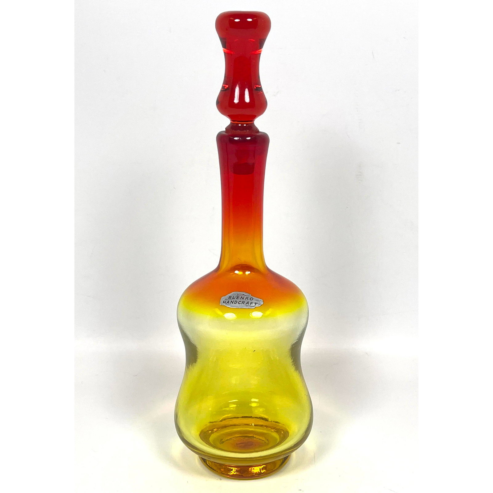 Tall Neck Amber Blenko Decanter Stoppered Bottle. Art Glass. (1 of 10)