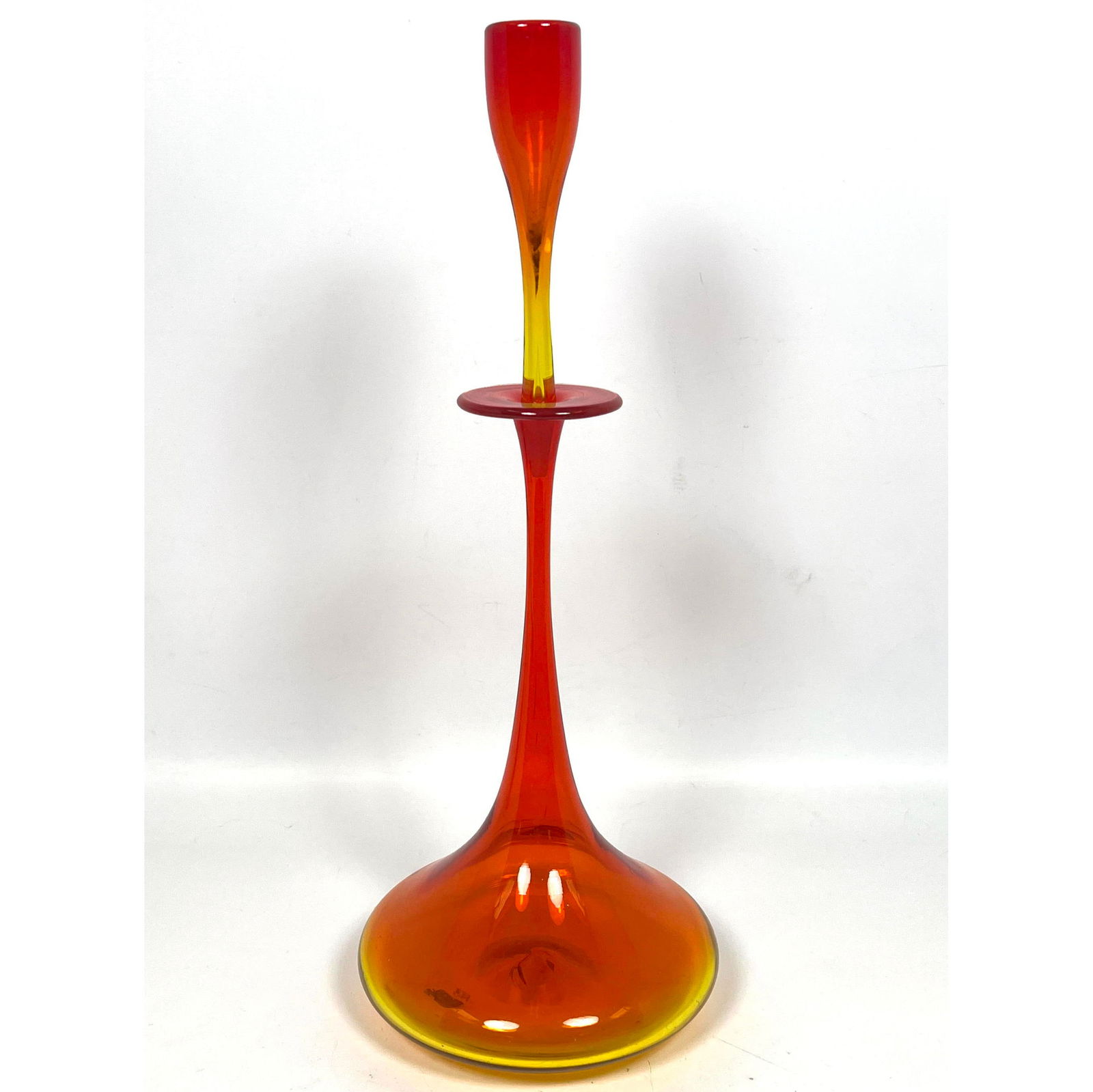Tall Elegant Blenko Decanter Stoppered Bottle. Art Glass. (1 of 10)